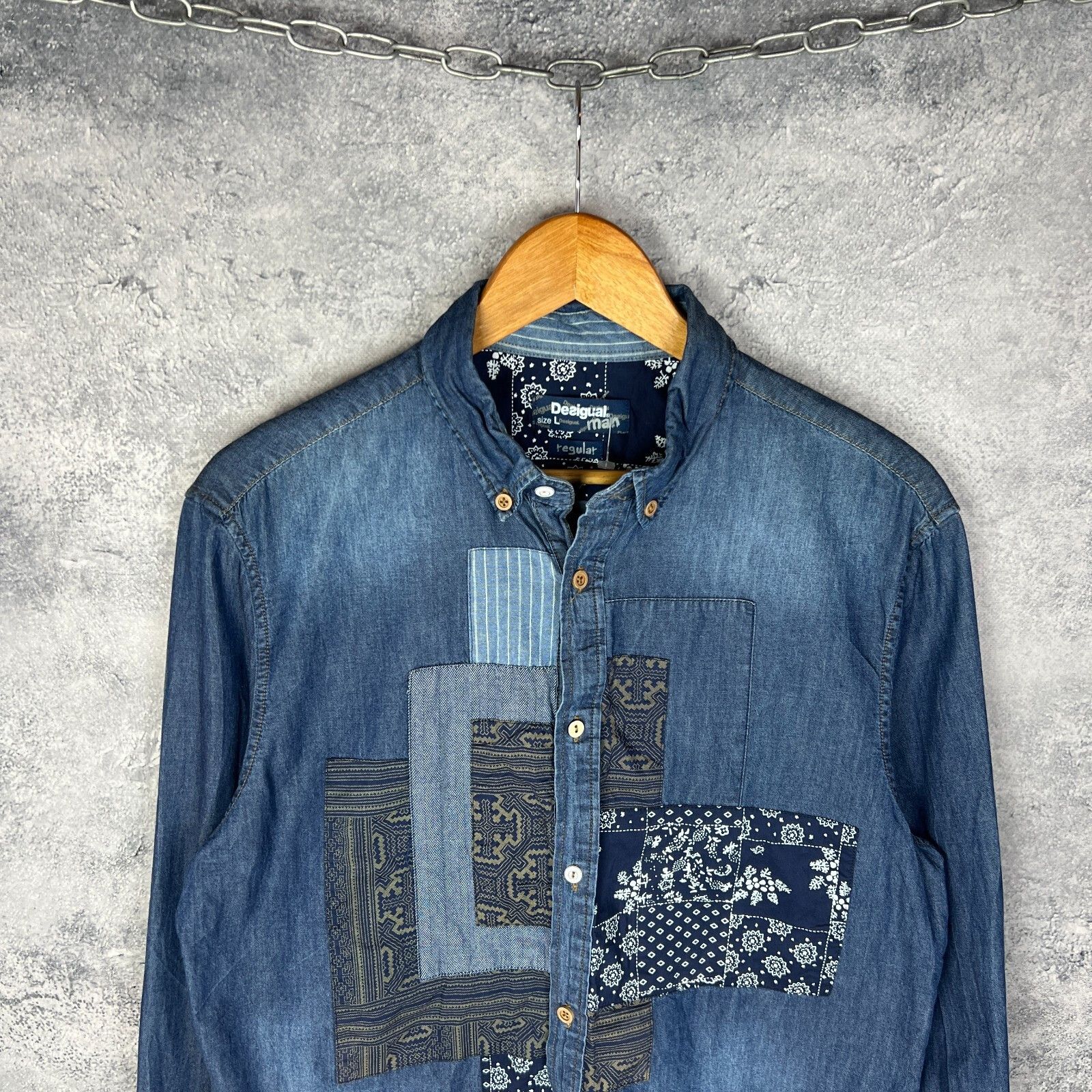 Desigual Desigual Denim Shirt Men's Size L Blue Cotton Long Sleeve ` Size US L / EU 52-54 / 3 - 2 Thumbnail