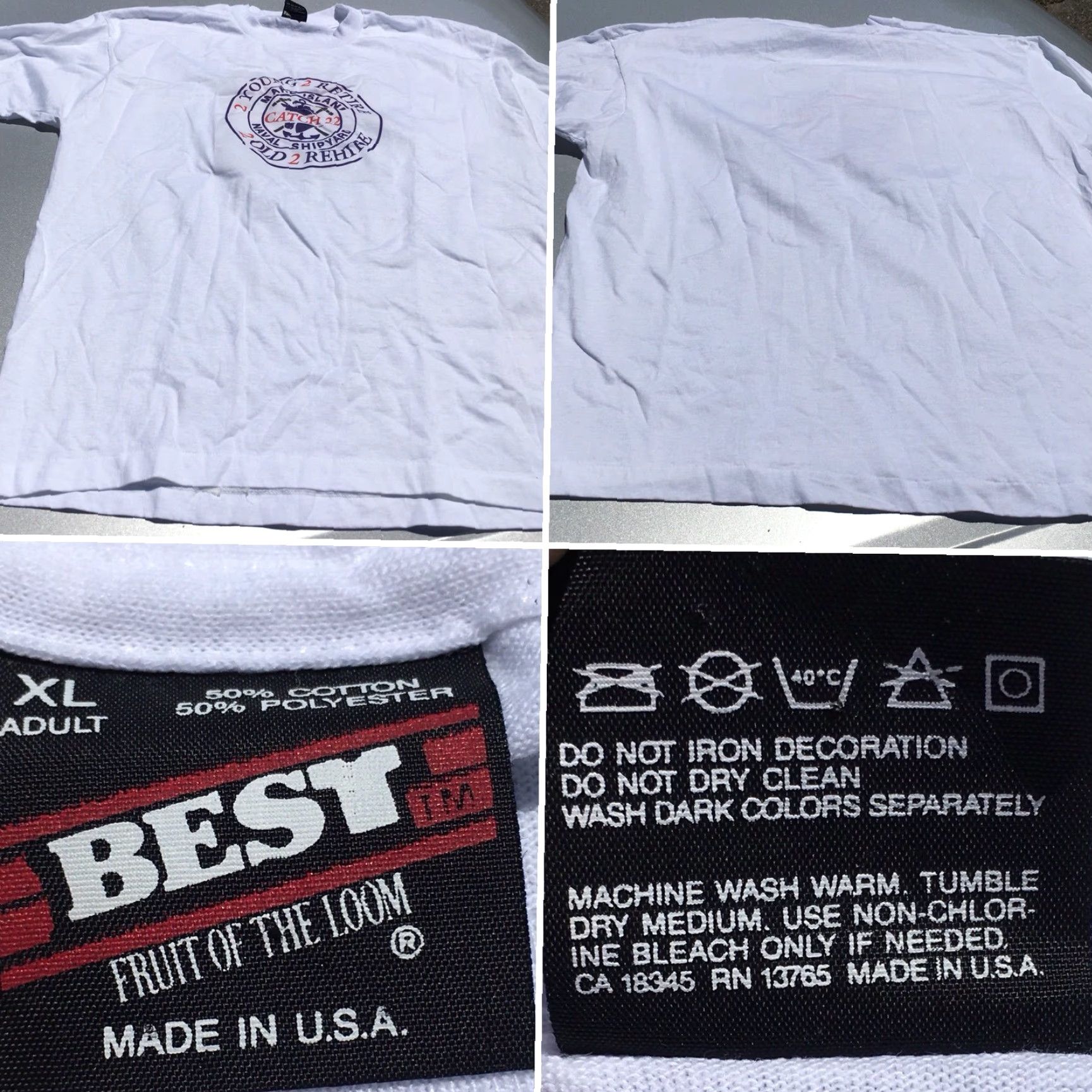 Fruit Of The Loom VINTAGE Mare Island Naval Shipyard T-Shirt XL White 80s 90s Made In USA Fruit of the Loom Unisex Graphic Tee Size US XL / EU 56 / 4 - 3 Thumbnail