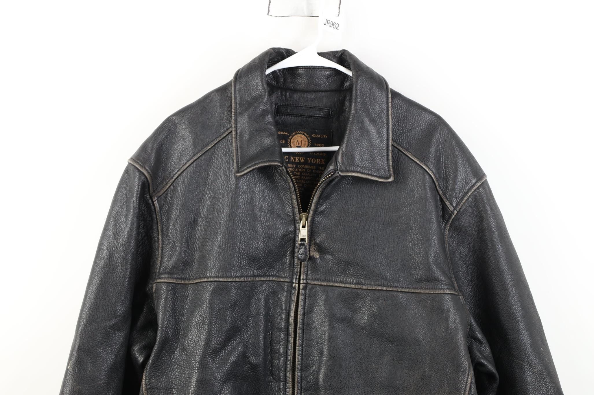 Vintage Vintage 90s Y2K Streetwear Leather Bomber Jacket Black Size US XL / EU 56 / 4 - 2 Thumbnail