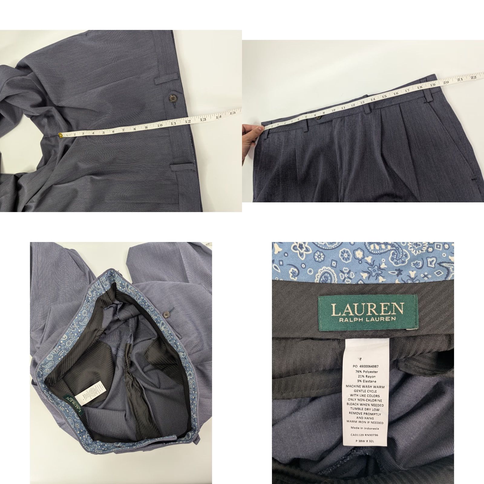 Ralph Lauren Ralph Lauren Dress Pants Mens 38x32 Navy Blue Pleated Poly Blend Slacks Wedding Preppy Size US 38 / EU 54 - 8 Thumbnail