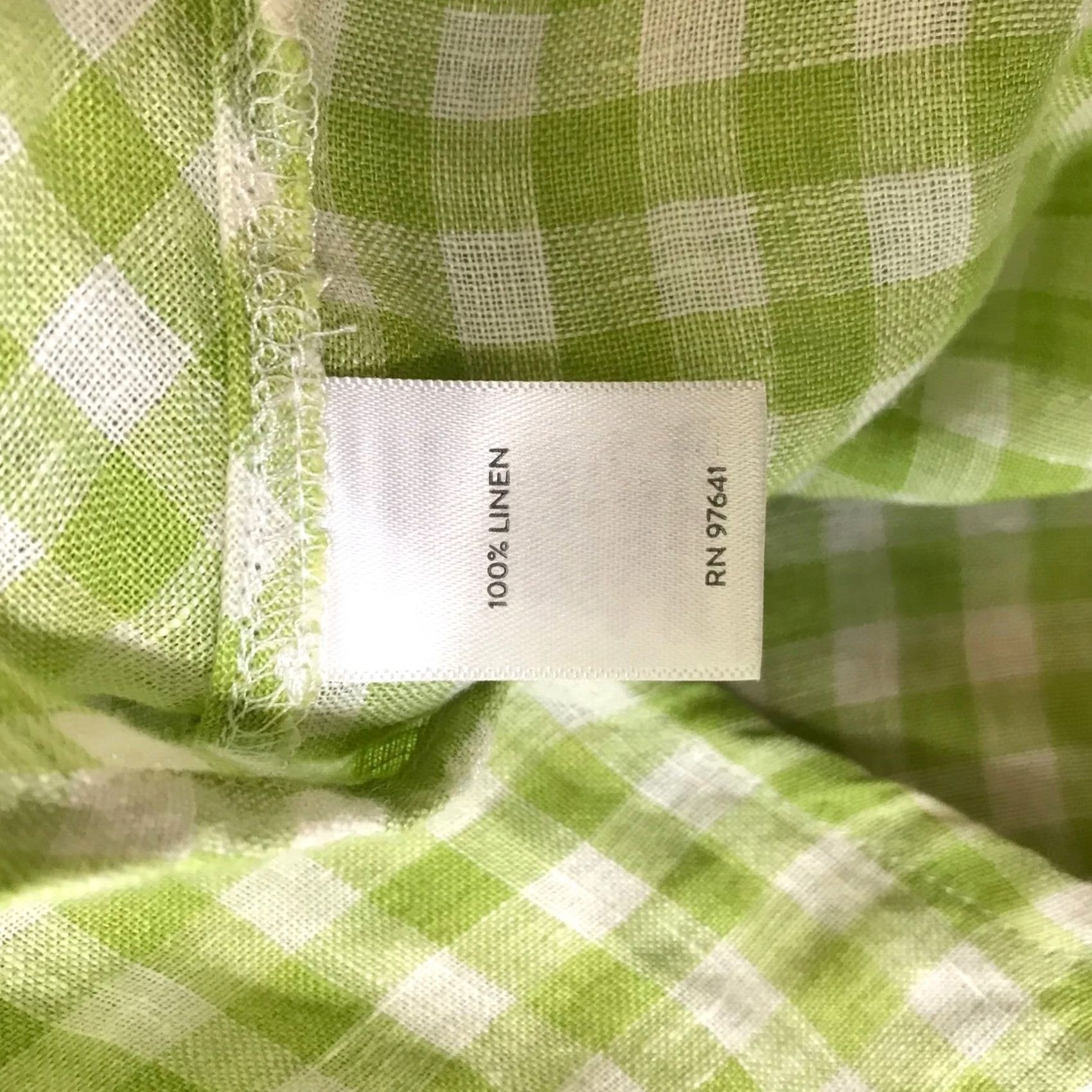 J. Jill J. Jill Love Linen Green Gingham Check 100% Linen Split Neck Tunic Blouse Womens M Size M / US 6-8 / IT 42-44 - 8 Thumbnail