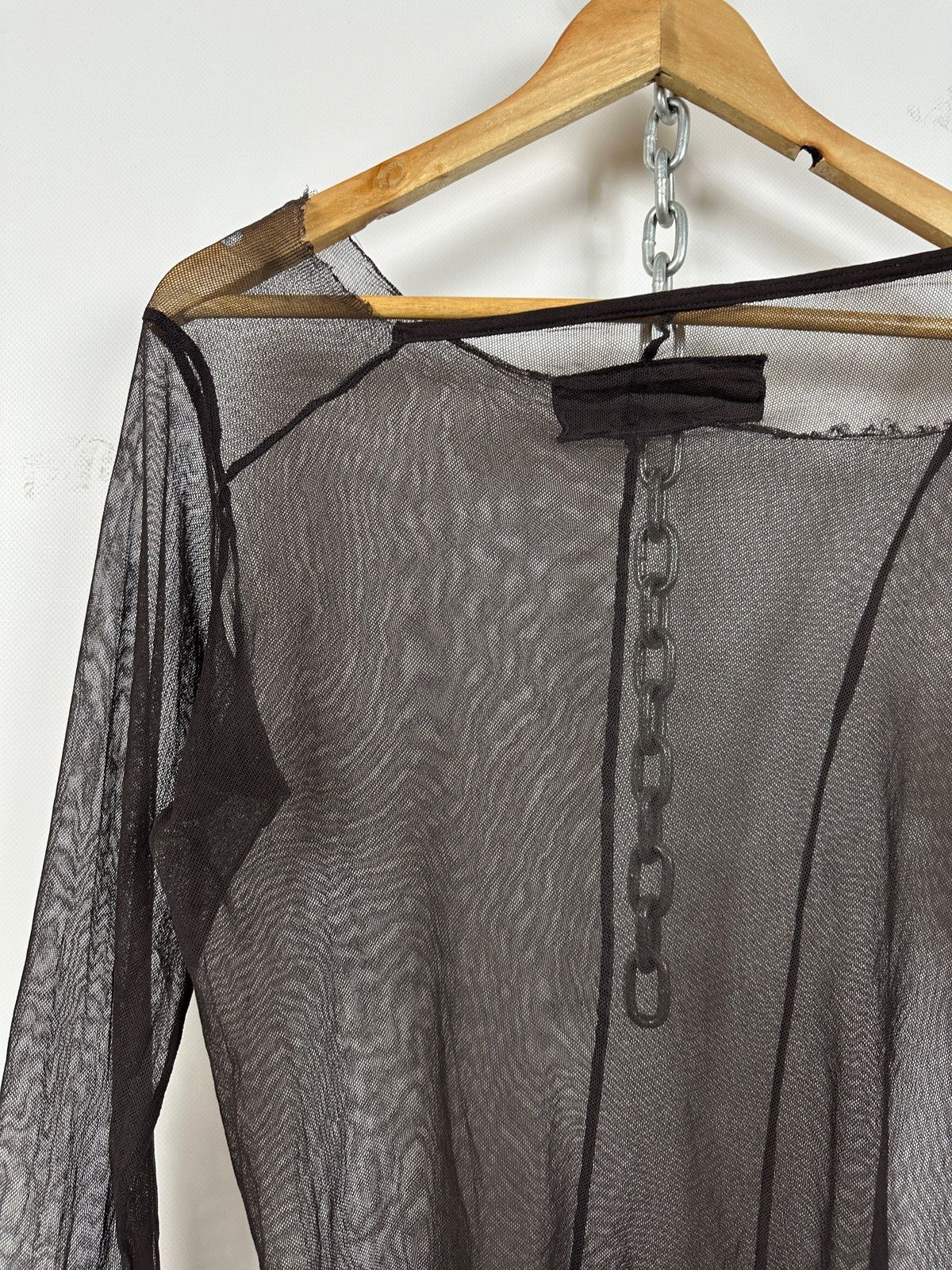 Rundholz Rundholz Brown Asymmetrical Sheer Mesh Long Sleeve Top Size S / US 4 / IT 40 - 18 Thumbnail