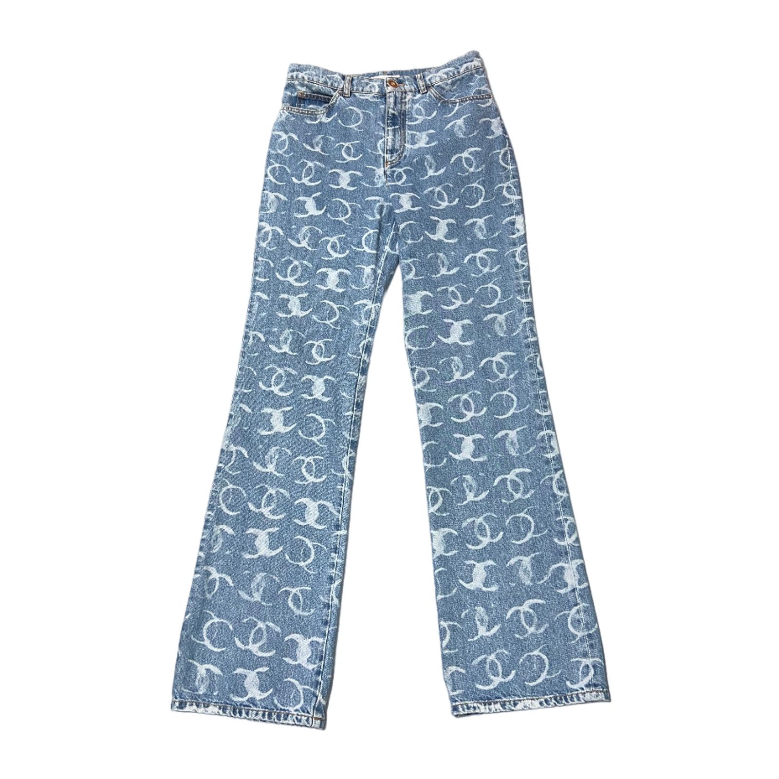 Chanel Chanel Denim White CC Printed Logo Sequin Regular Jeans 38 Size 26" / US 2 / IT 38 - 2 Thumbnail