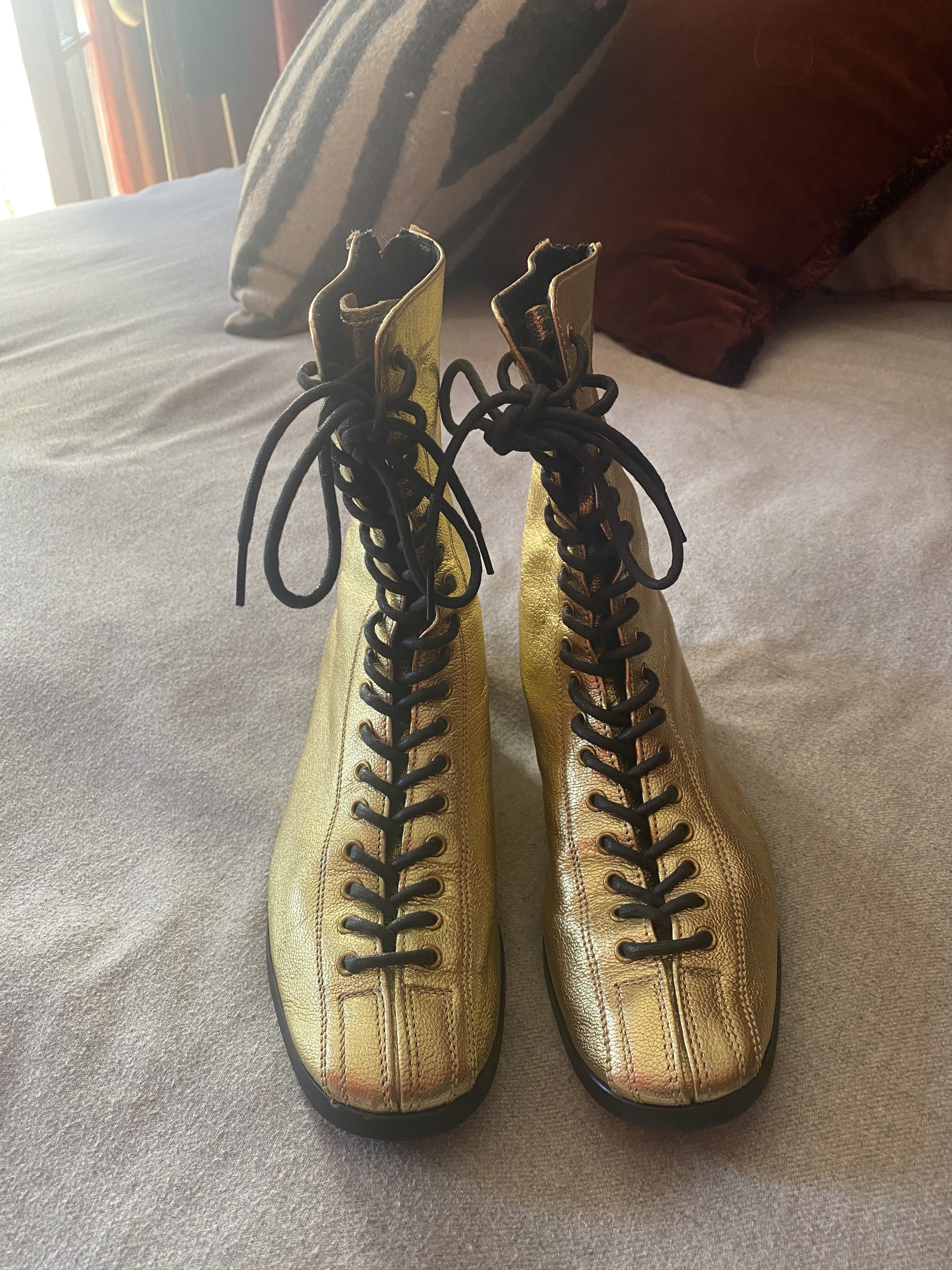 Yohji Yamamoto Yohji Yamamoto Gold Leather Boots Size US 7 / IT 37 - 1 Thumbnail