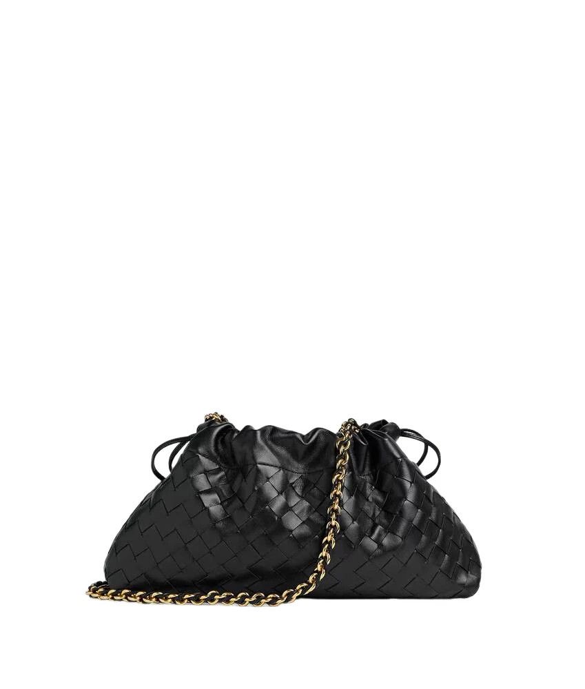 BOTTEGA VENETA Notte Black Leather Shoulder Bag New Auth