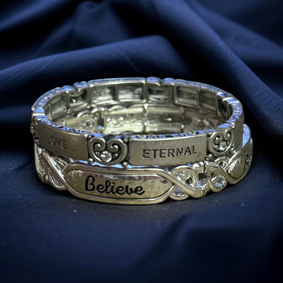 Other Silver tone inspirational stretch bracelets Size ONE SIZE - 1 Thumbnail