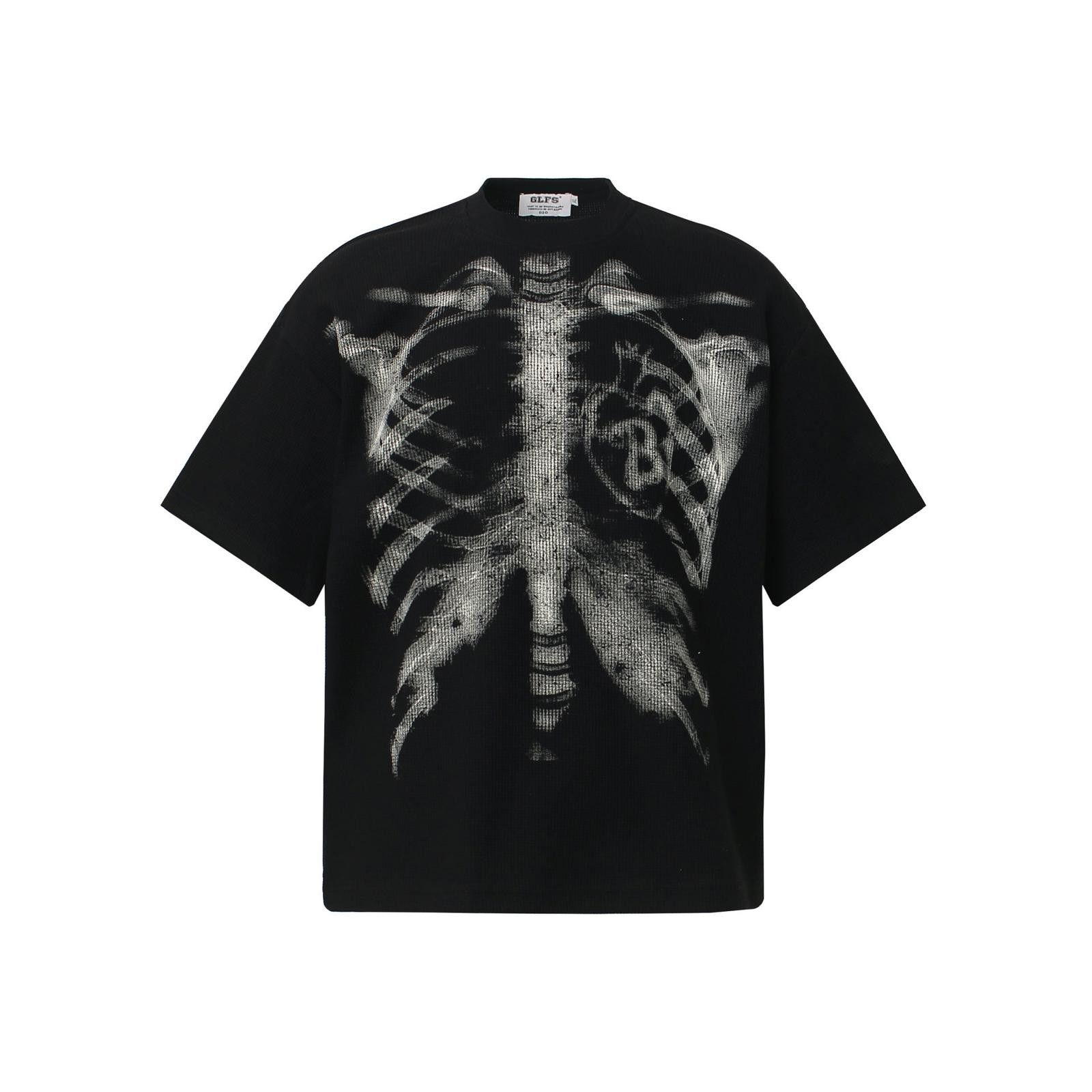 Vintage Cream Oversized Skeleton Graphic T-Shirt, Short Sleeve Size US M / EU 48-50 / 2 - 6 Thumbnail