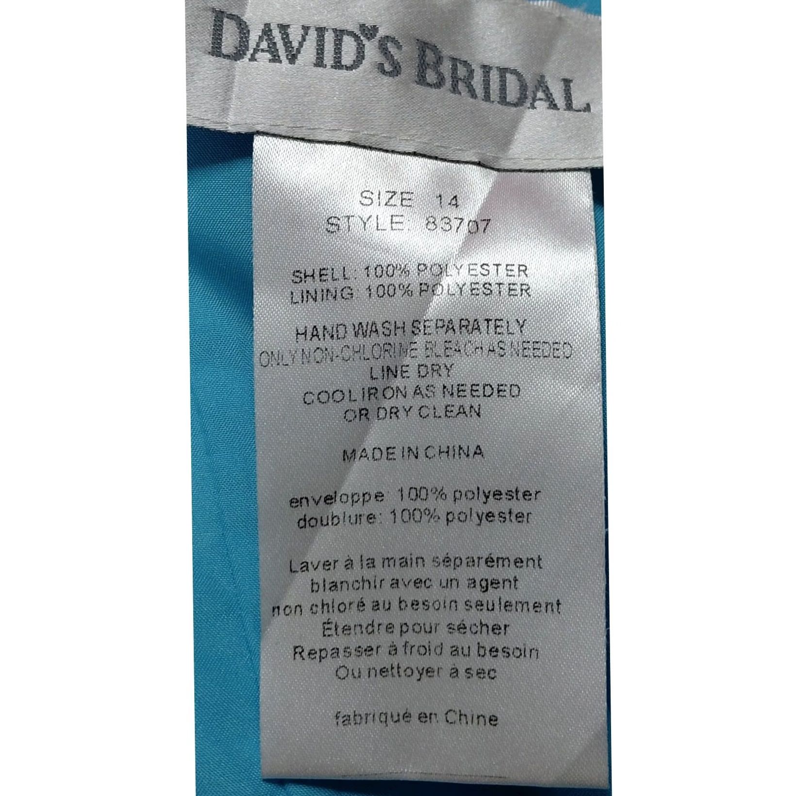 Vintage David's Bridal Blue Strapless Dress Solid Sleeveless Size 14 Size XL / US 12-14 / IT 48-50 - 5 Thumbnail