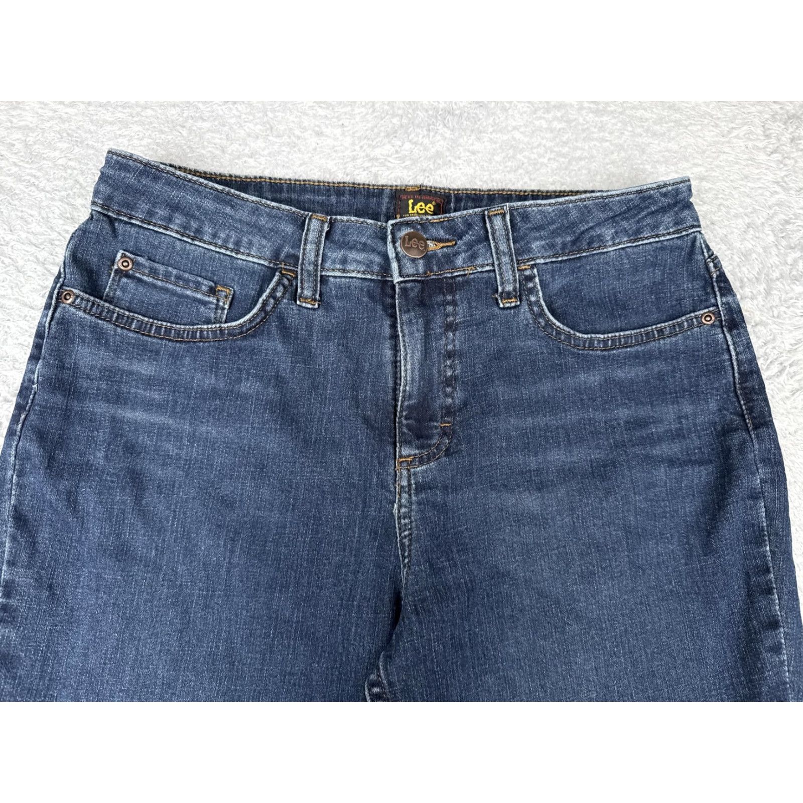 Lee Lee Jeans Womens 10M Blue Denim Stretch Straight Leg Mid Rise Casual Pants Shirt? Size 32" / US 10 / IT 46 - 4 Thumbnail
