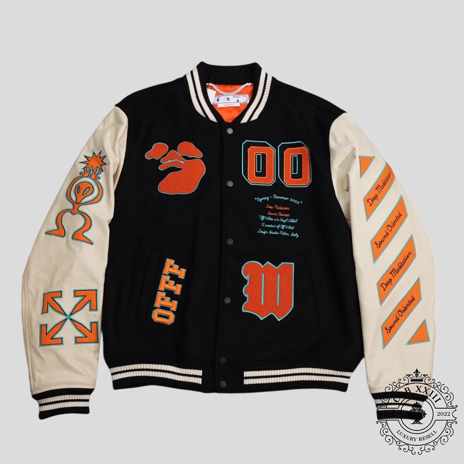 Off-White Off White Alien SS22 Varsity Jacket in Black/Orange Size US XL / EU 56 / 4 - 1 Thumbnail