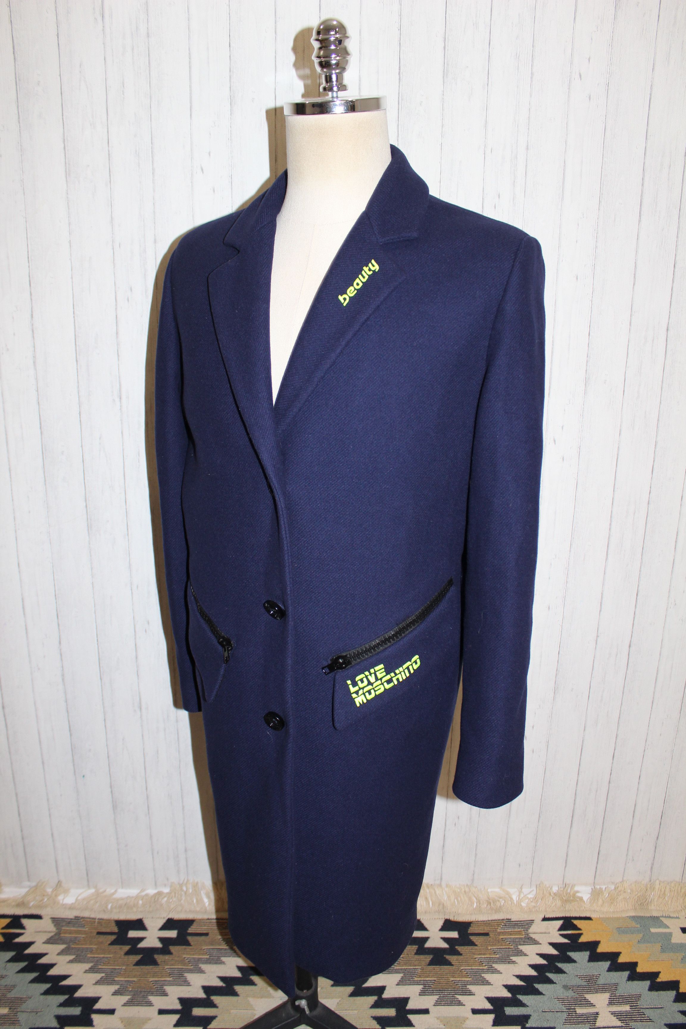 Love Moschino Love Moschino Blue Wool Coat Size UK 12 US 8 Size M / US 6-8 / IT 42-44 - 1 Thumbnail