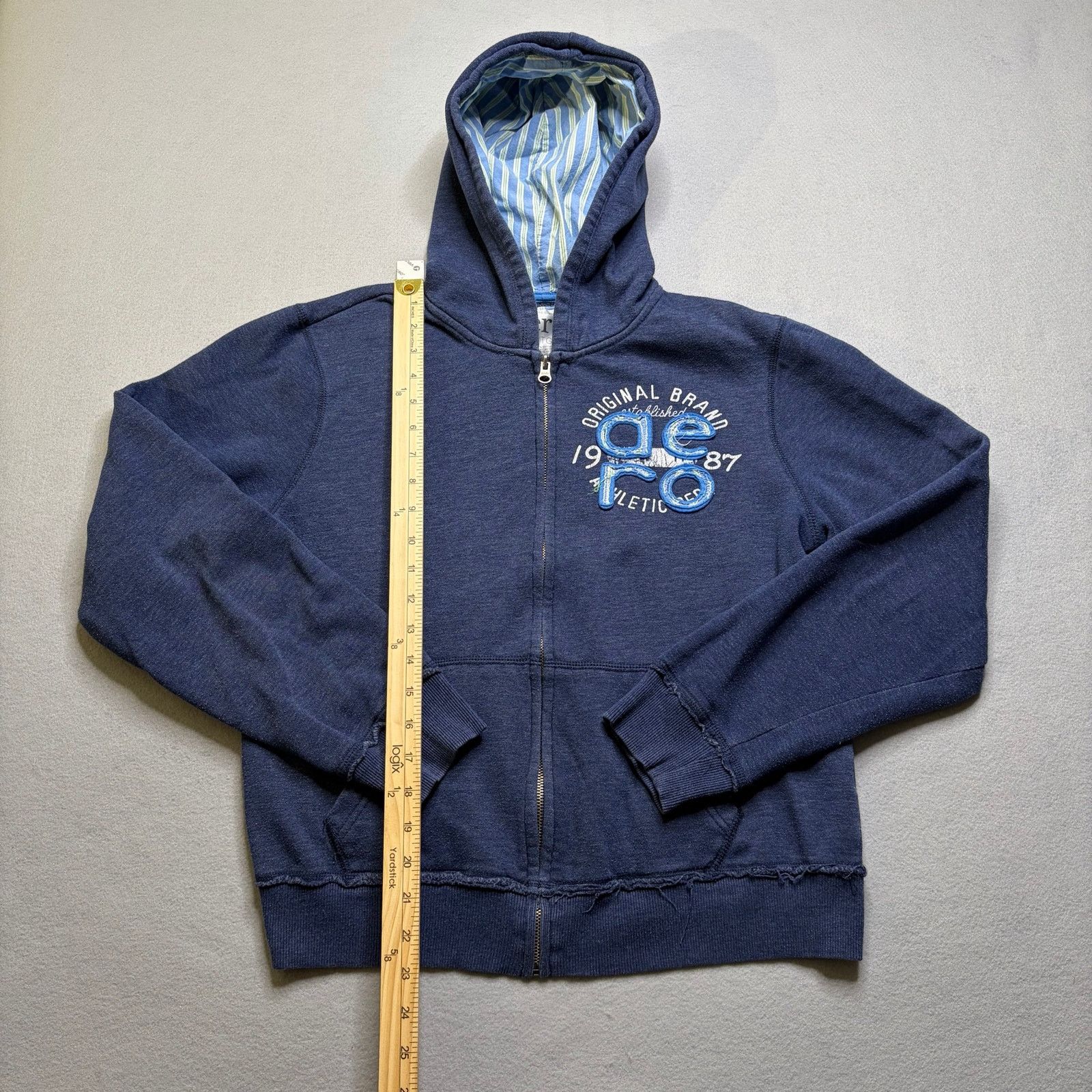 Aeropostale Aero Aeropostale Hoodie XL Blue Distressed Y2K Jacket Size XL / US 12-14 / IT 48-50 - 5 Thumbnail