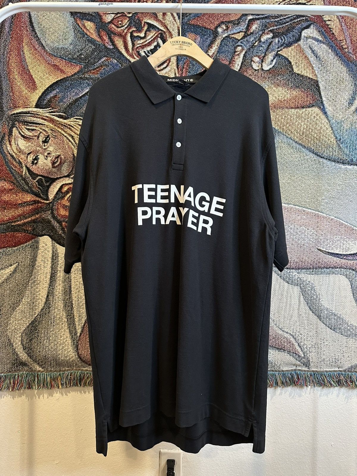 image of Midnight Studios Teenage Prayer Polo Shirt in Black, Men's (Size 2XL)