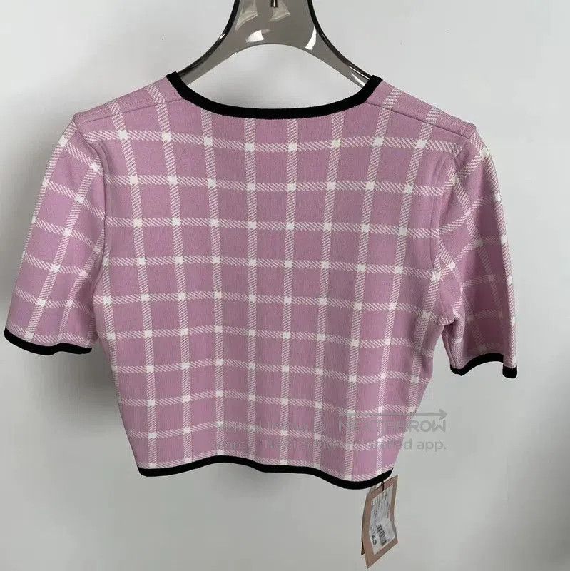 Miu Miu Miu Miu Pink Cotton Checked Cardigan . Size M / US 6-8 / IT 42-44 - 2 Thumbnail