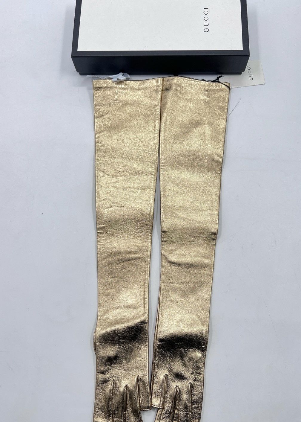 Gucci Gucci Fingerless length Leather Gloves In Gold Size ONE SIZE - 2 Thumbnail