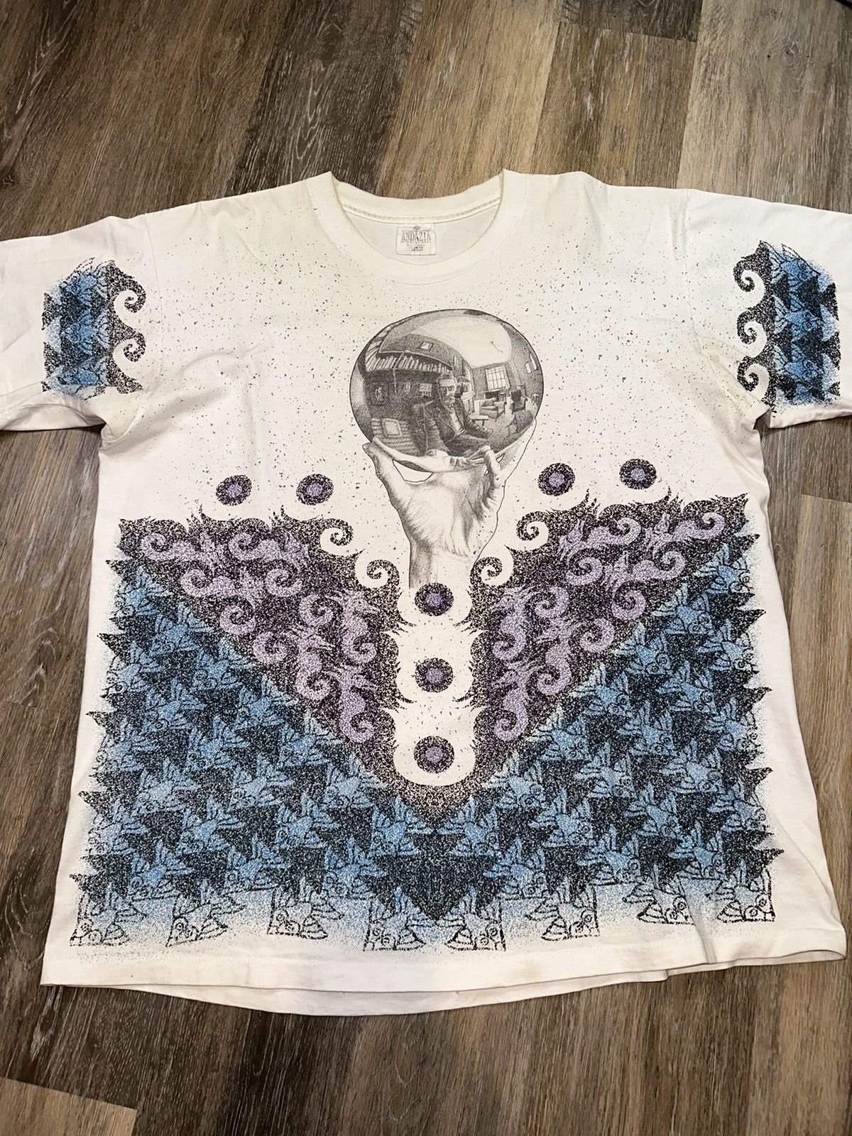 image of 90's Mc Escher Art Tee in White, Men's (Size XL)