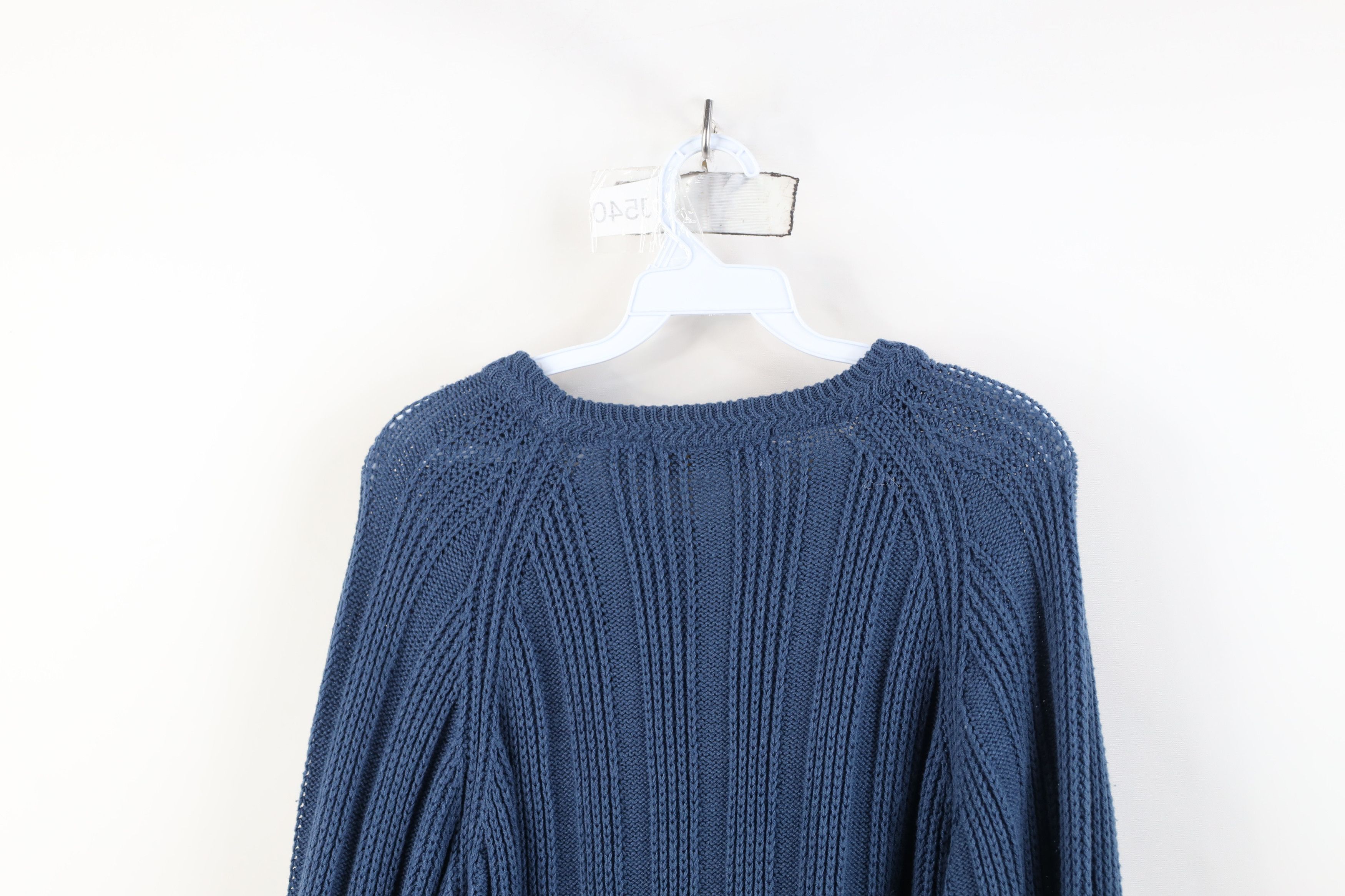 Vintage Vintage 90s Streetwear Ribbed Knit Crewneck Sweater Blue Size US L / EU 52-54 / 3 - 9 Thumbnail