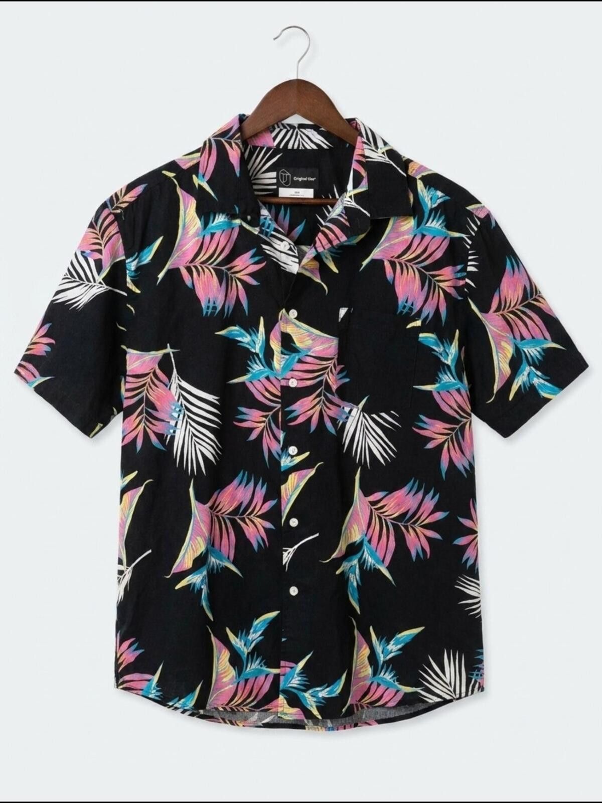 Other Men's Black Tropical Print Short Sleeve Shirt - Pink & Teal Size US XL / EU 56 / 4 - 1 Thumbnail