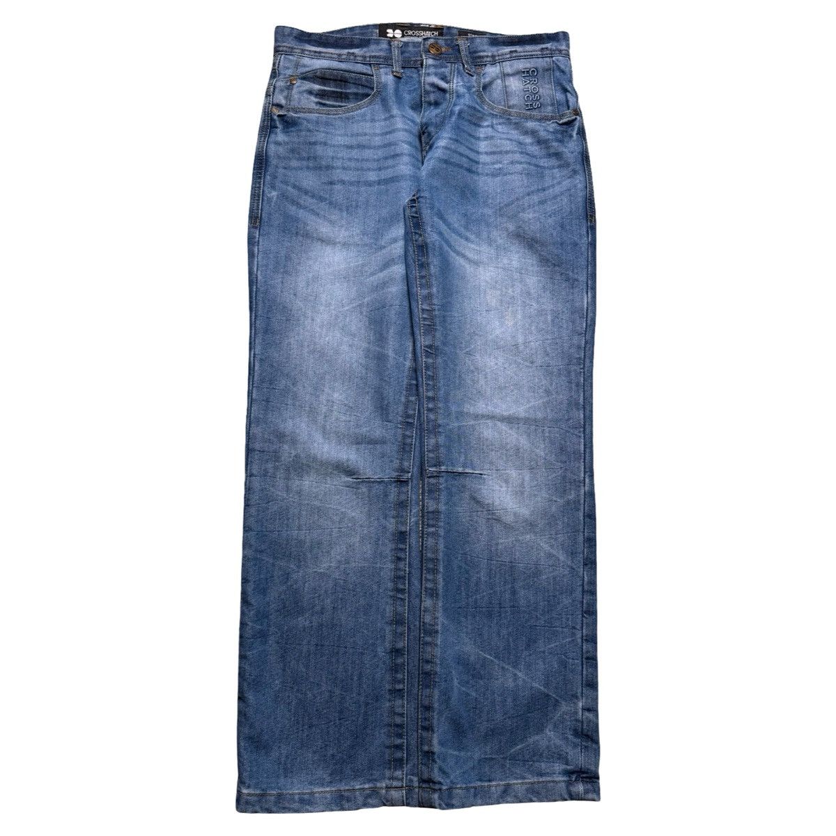 Other Y2K Crosshatch Buckle Back Light Wash Denim Jeans Relaxed 32 Size US 32 / EU 48 - 3 Thumbnail