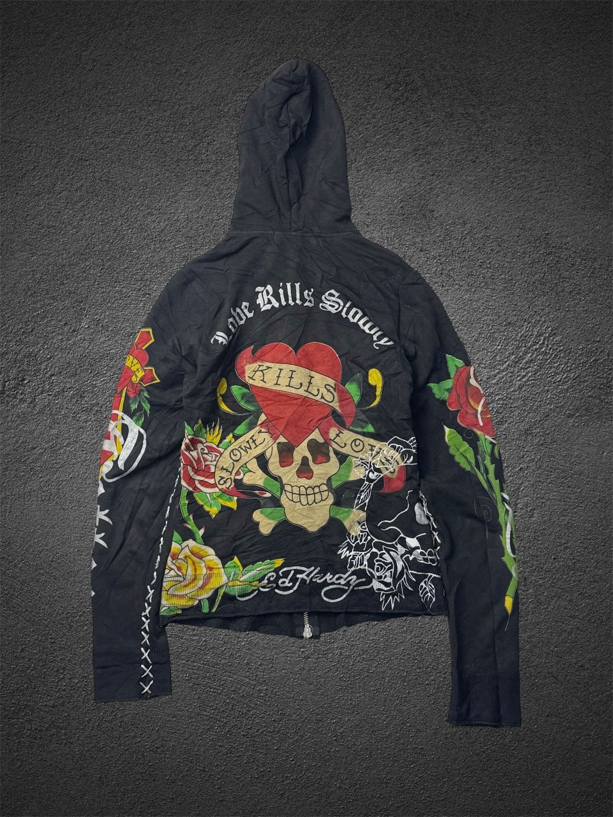 Japanese Brand Gothic Punk Styled Ed Hardy Zipper Hoodie Skulls Size US S / EU 44-46 / 1 - 1 Thumbnail