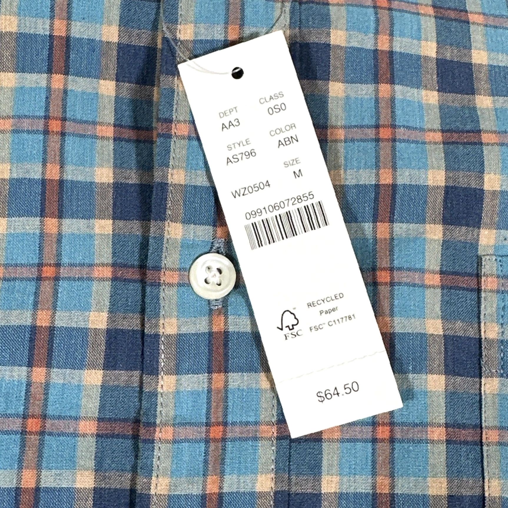 J.Crew VINTAGE J.CREW Shirt Mens Medium Blue Plaid Slim Stretch Button-Down Casual Size US M / EU 48-50 / 2 - 5 Thumbnail