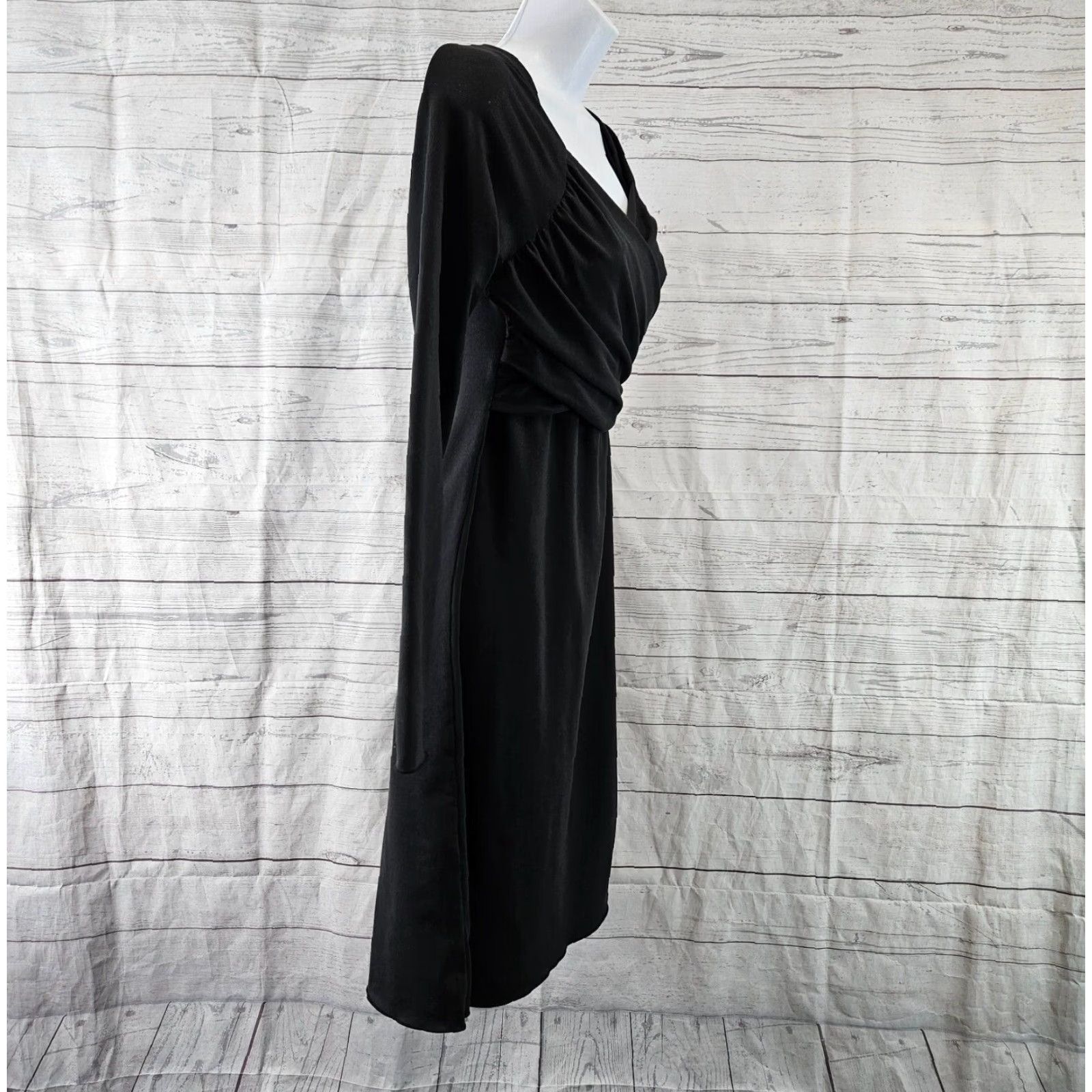 Prana prAna Womens Dress Tally Sz Small Solid Black Long Sleeve Crossover Front Size S / US 4 / IT 40 - 3 Thumbnail