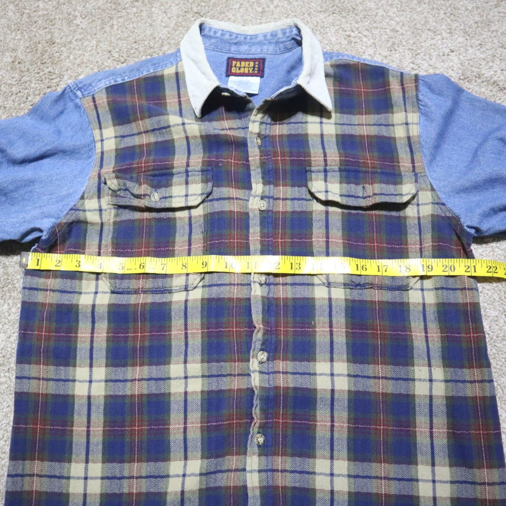 Faded Glory VINTAGE Faded Glory Shirt Denim Blue Plaid Pocket Long Sleeve Men's Size M Size US M / EU 48-50 / 2 - 4 Thumbnail