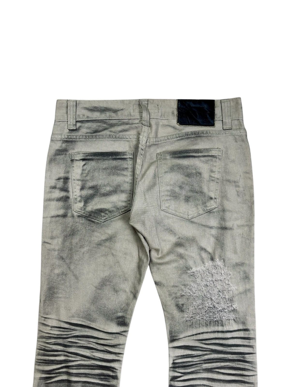 Archive La Gate - Waxed Oil Crashed Flare Denim Pants
