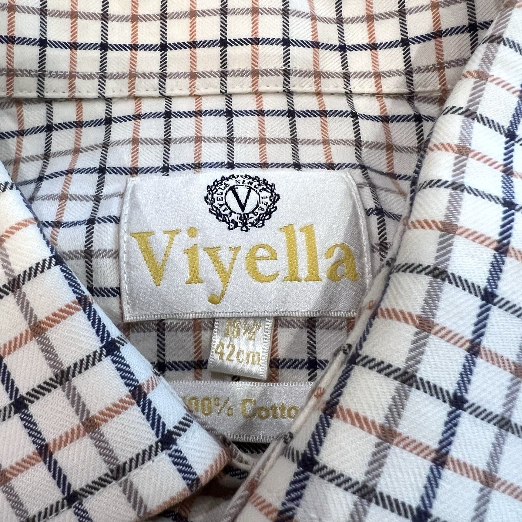 Vintage Men’s Viyella Button Up Shirt Size 16.5 Windowpane Design Size US L / EU 52-54 / 3 - 3 Thumbnail