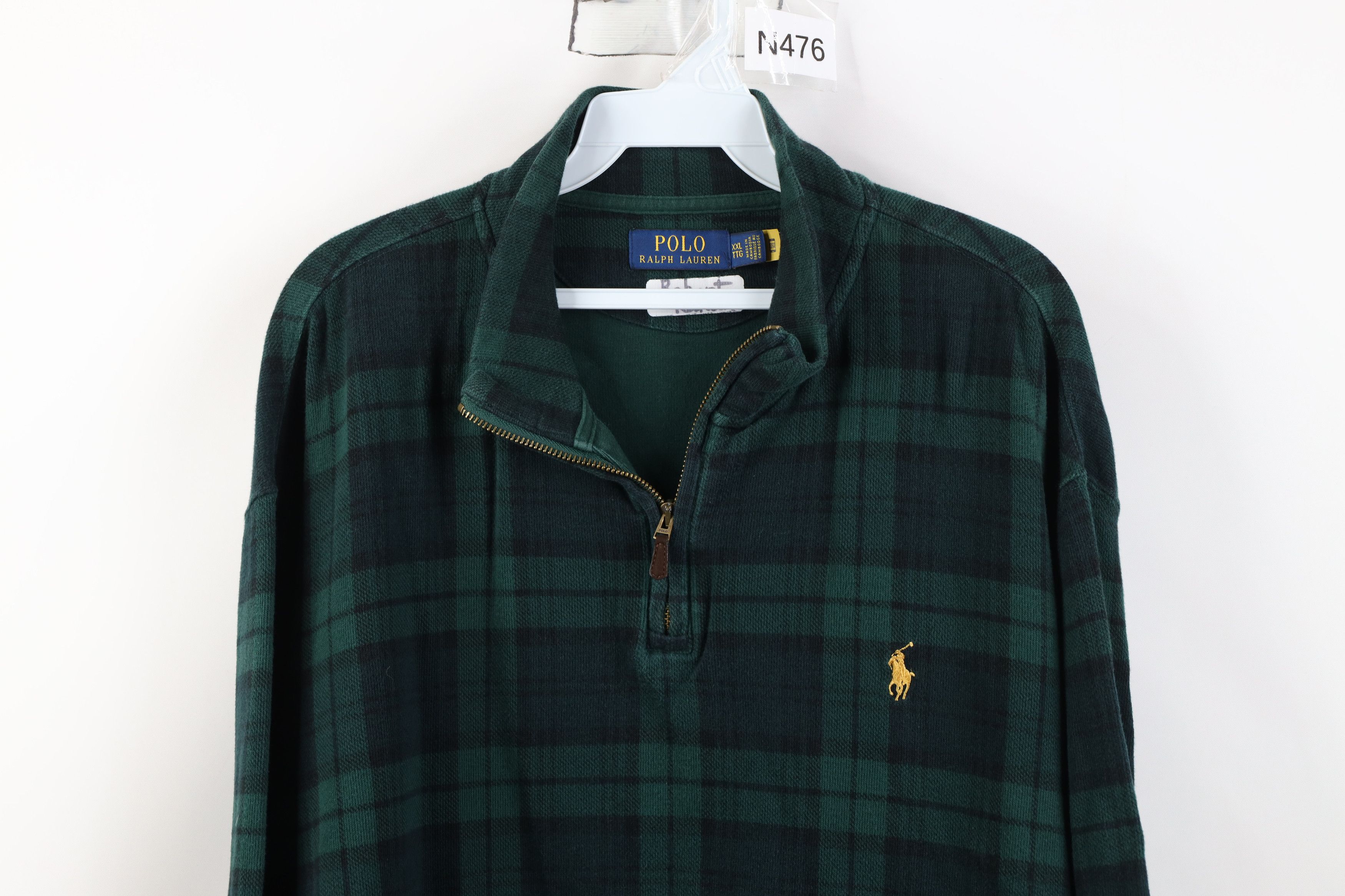 Ralph Lauren Vintage Y2K Ralph Lauren Ribbed 1/4 Half Zip Sweater Plaid Size US XXL / EU 58 / 5 - 2 Thumbnail