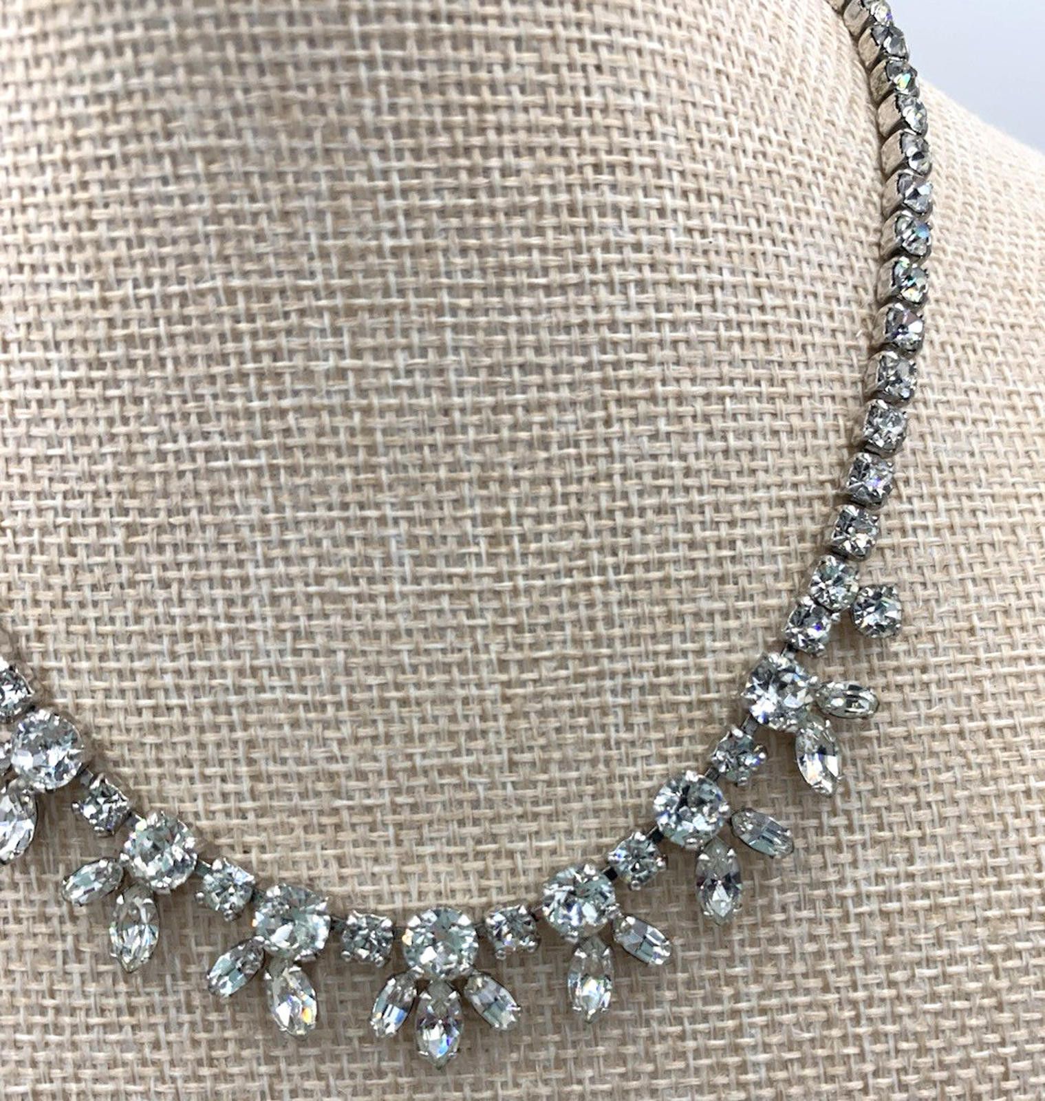 Other Sherman Clear Rhinestone Rhodium Plated Statement Necklace Size ONE SIZE - 4 Thumbnail
