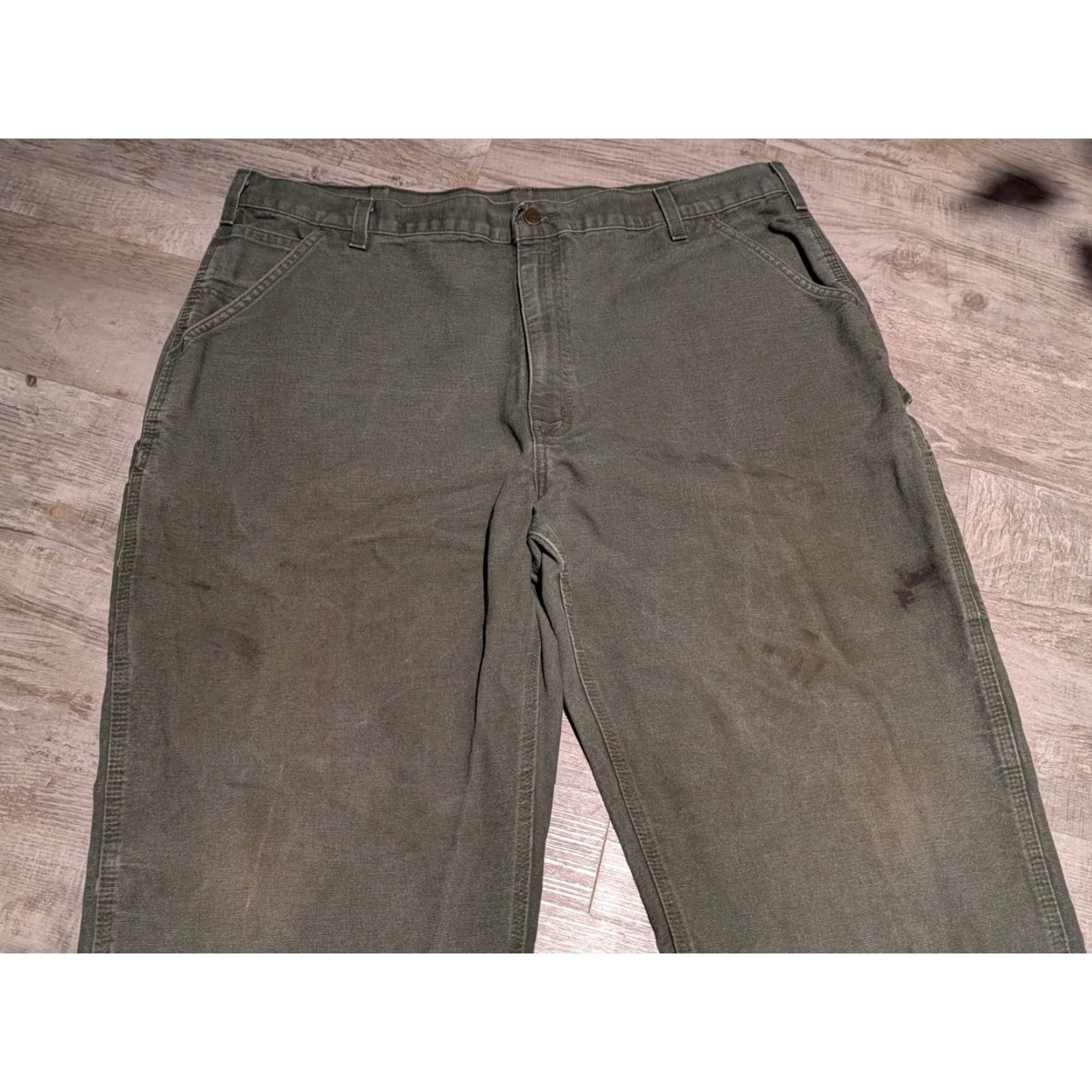 Carhartt VINTAGE Carhartt Pants Mens 42x30 Green Canvas Work Carpenter Relaxed 5-Pocket Denim/Dungaree Wide-Leg Logo Belt Loops 90s USA Grunge Vintage Mens Size US 42 / EU 58 - 3 Thumbnail