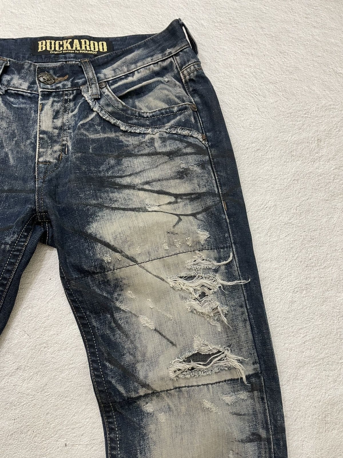 Japanese Brand 2000s Buckaroo Distressed Destroyed Denim Grunge Vkei Ifsix Size US 31 - 4 Thumbnail