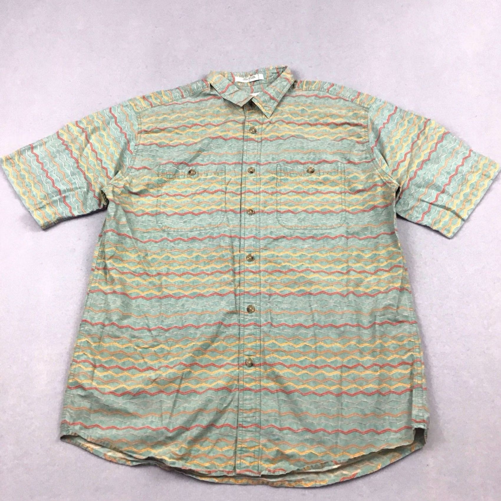 Orvis Orvis Shirt Men Green Large Geometric Aztec Button Up Short Sleeve Pockets L Size US L / EU 52-54 / 3 - 2 Thumbnail