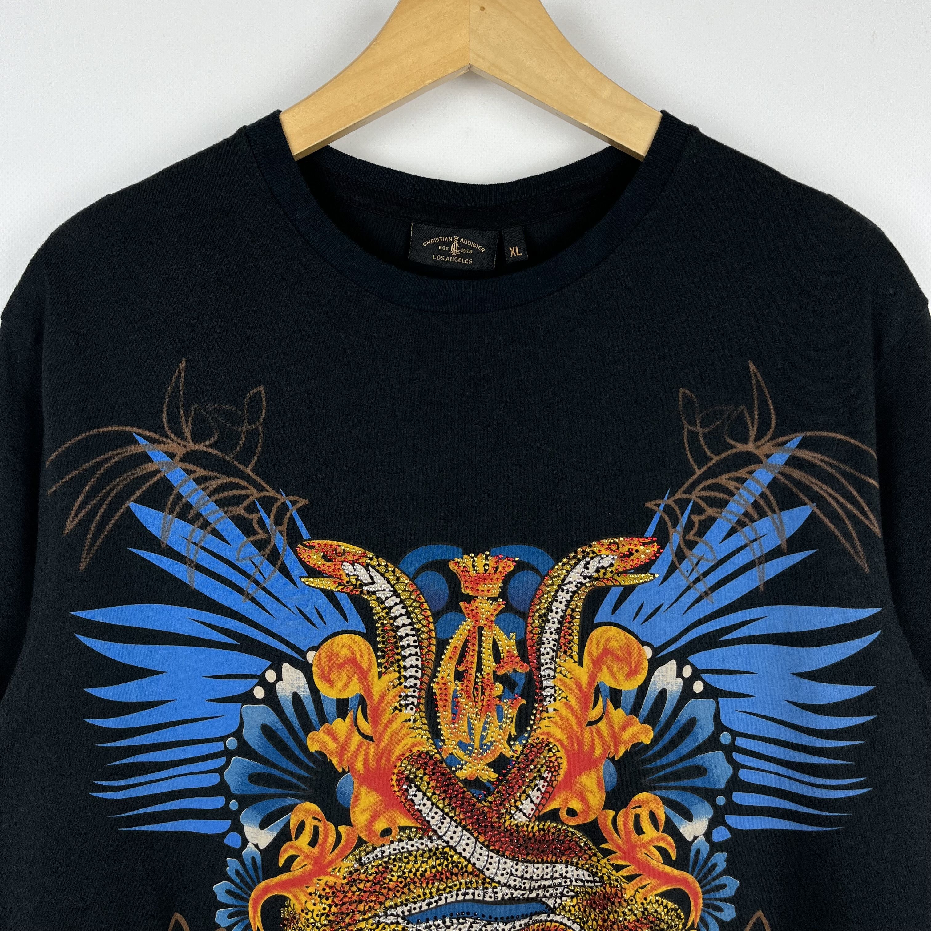Christian Audigier Vintage Christian Audigier All Over Print Y2K T Shirt 00’s Size US L / EU 52-54 / 3 - 6 Thumbnail