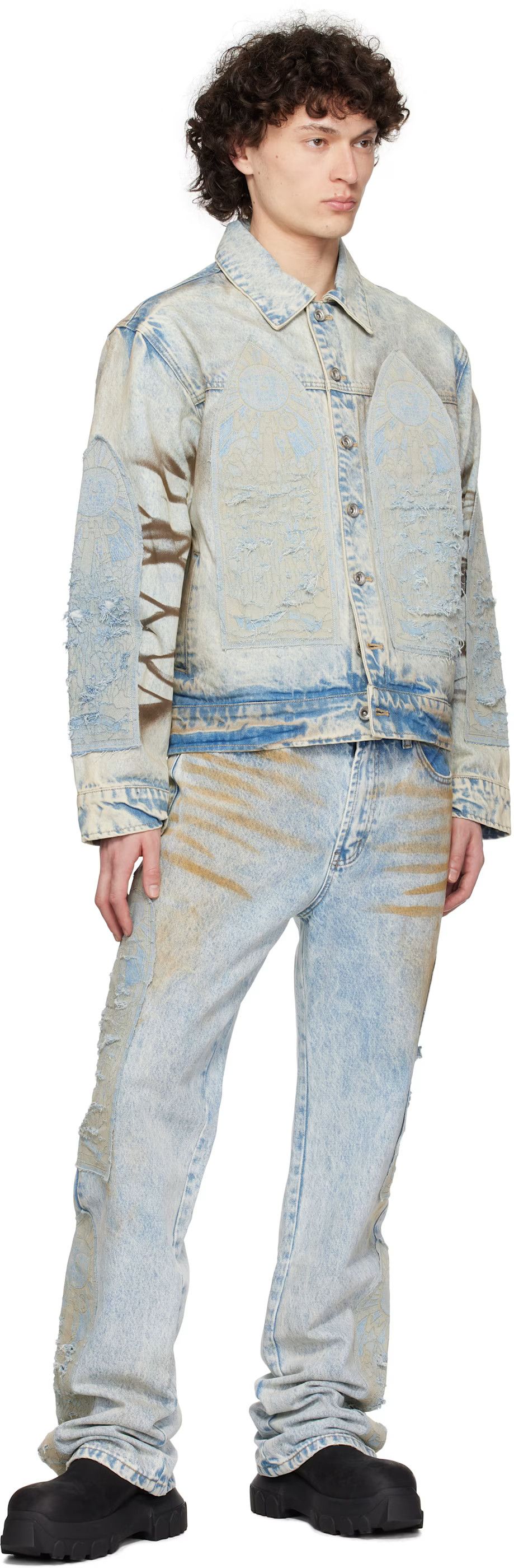 Who Decides War o1h1sh10525 Mechanic Signature Trucker Jacket in Blue Size US XL / EU 56 / 4 - 5 Thumbnail