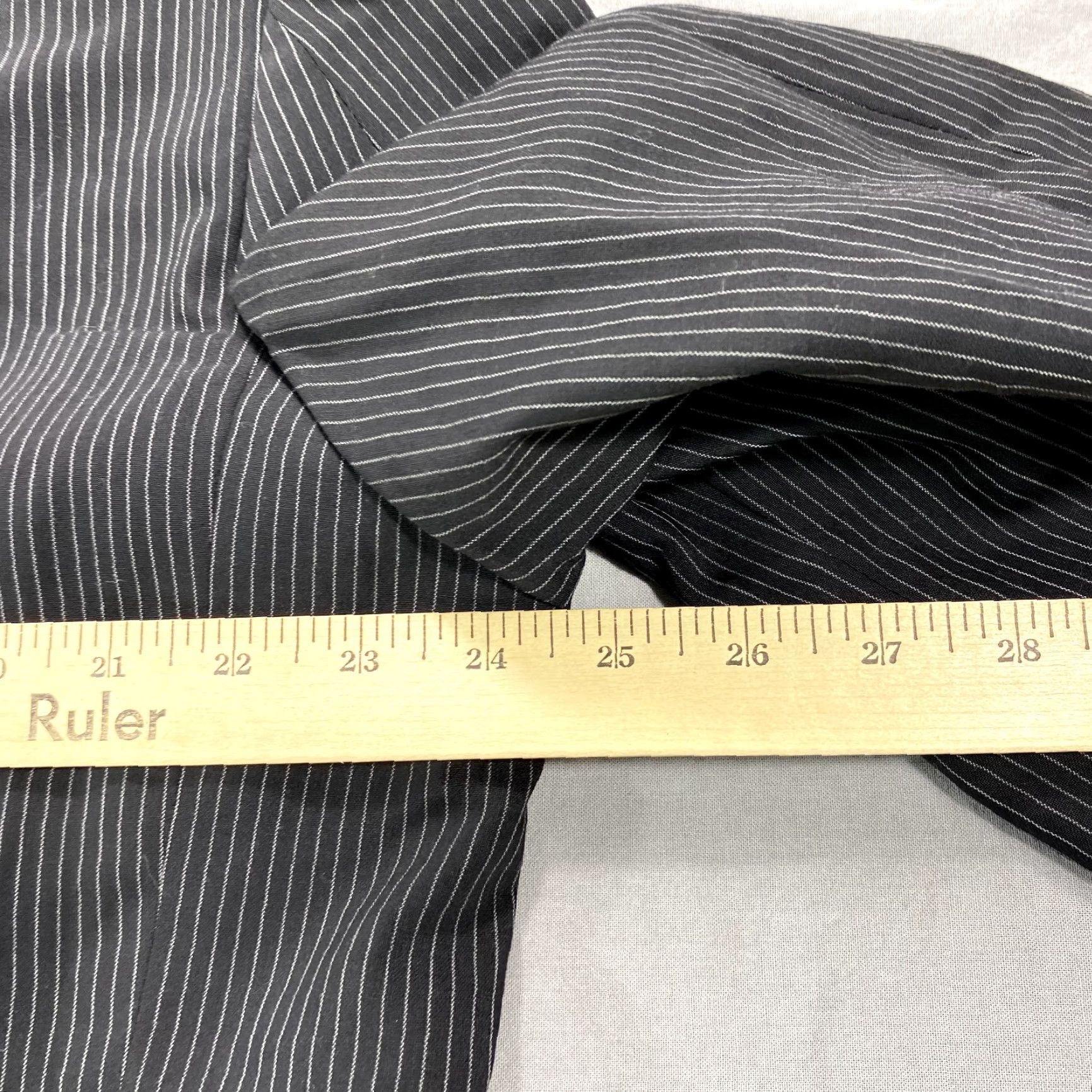 Oscar De La Renta Oscar de la Renta Blazer Mens 44 R Black Striped Wool Sport Coat Jacket Size 44R - 6 Thumbnail