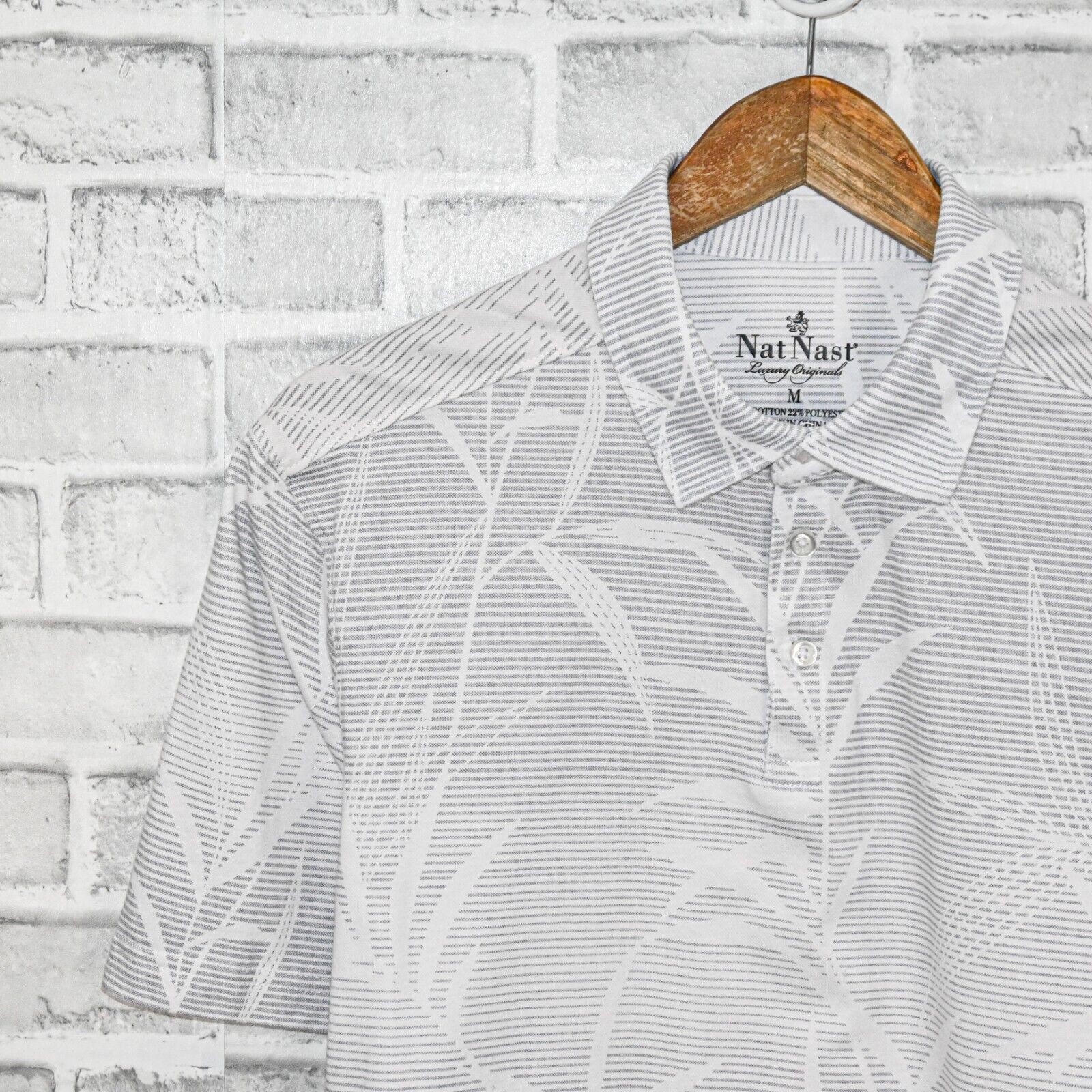 Nat Nast Nat Nast Men's short sleeve Polo Shirt in Grey Floral print Size US M / EU 48-50 / 2 - 5 Thumbnail