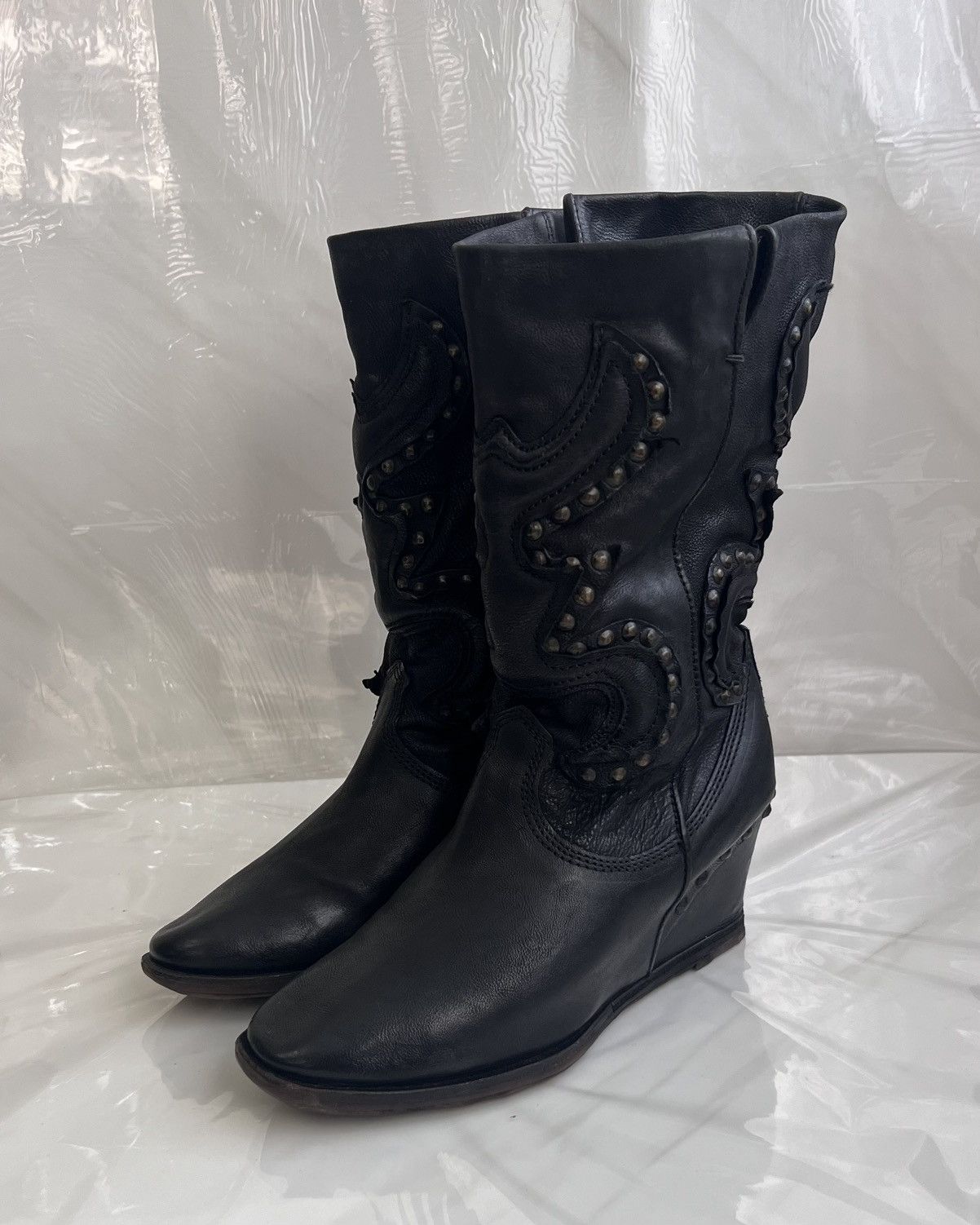 A.S.98 As 98 Airstep Zipper Boho Black Biker distressed boot Size US 8 / IT 38 - 3 Thumbnail
