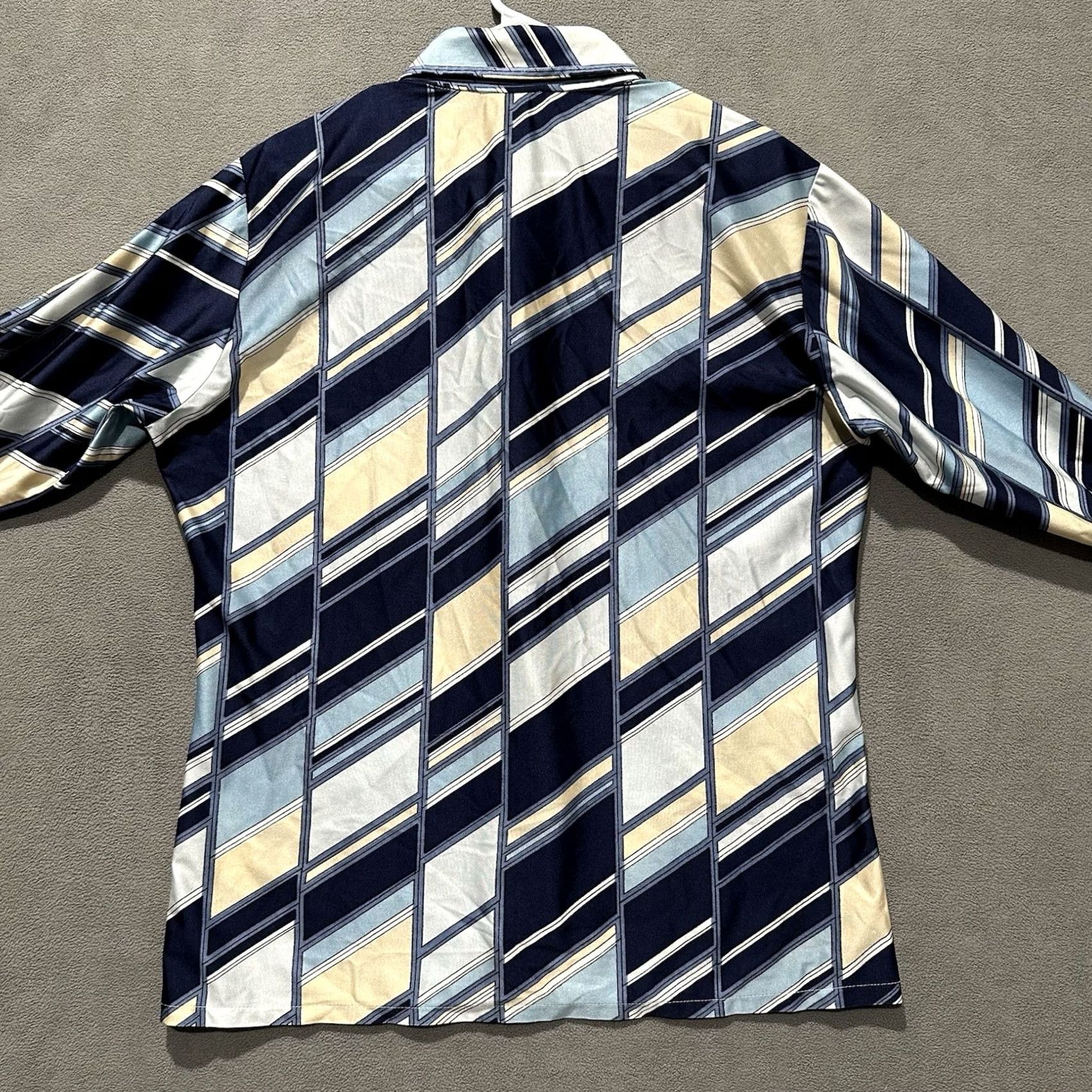 Vintage VTG Capri West Townline Shirt Mens Large Blue Geometric Dagger Disco Rave 70s Size US L / EU 52-54 / 3 - 2 Thumbnail
