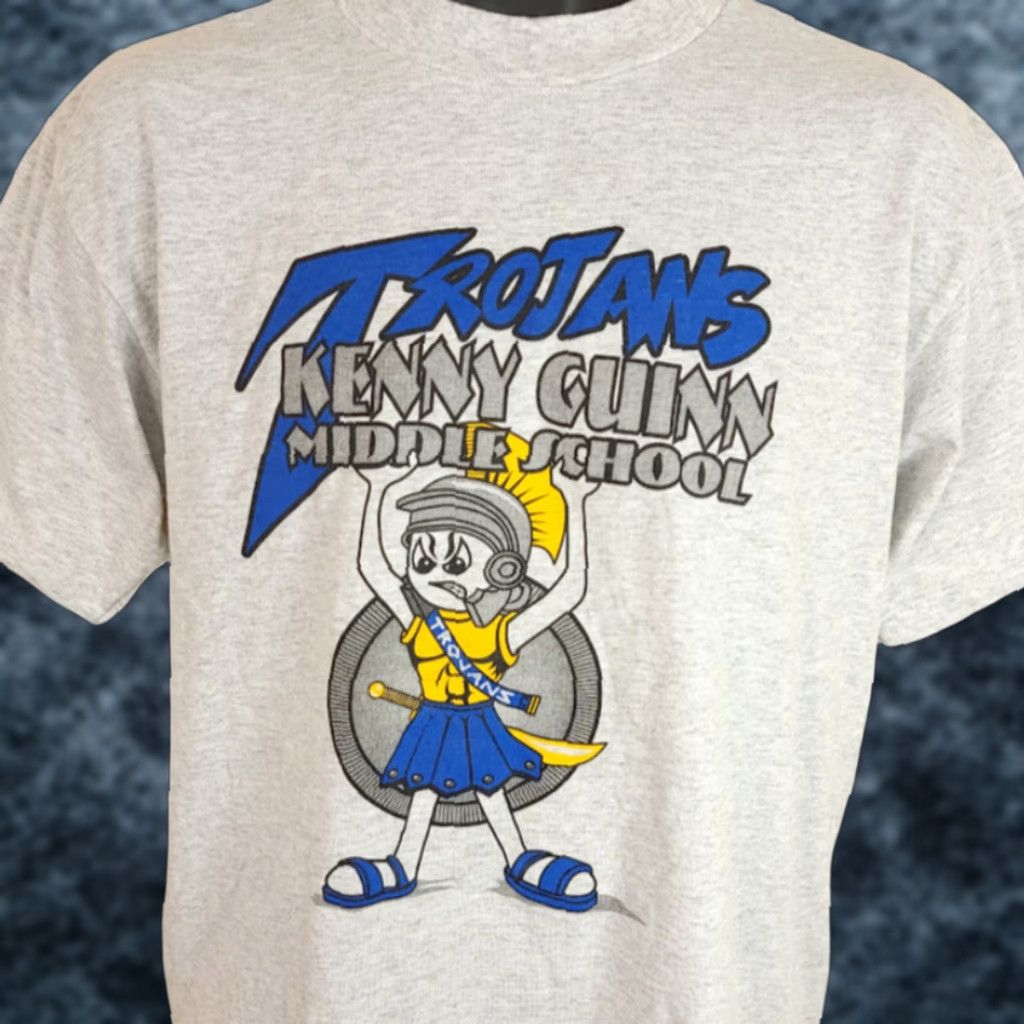 Vintage VINTAGE Kenny Guinn Trojans T Shirt Mens Size Medium 90s Las Vegas Made In USAGray Cotton Blend Crew Neck Short Sleeve Murina T-Shirt Mascot School Size US M / EU 48-50 / 2 - 1 Thumbnail