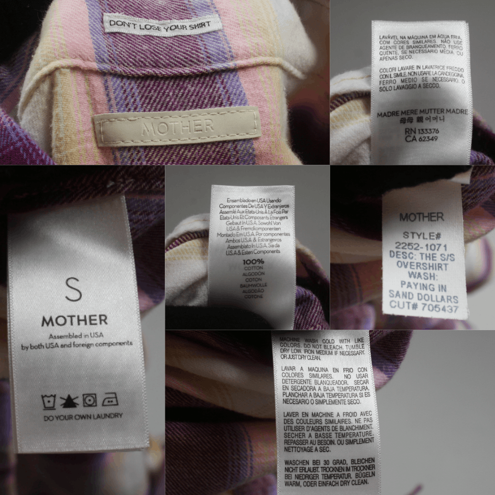 MOTHER Soft Plaid S/S Overshirt Size S / US 4 / IT 40 - 5 Thumbnail