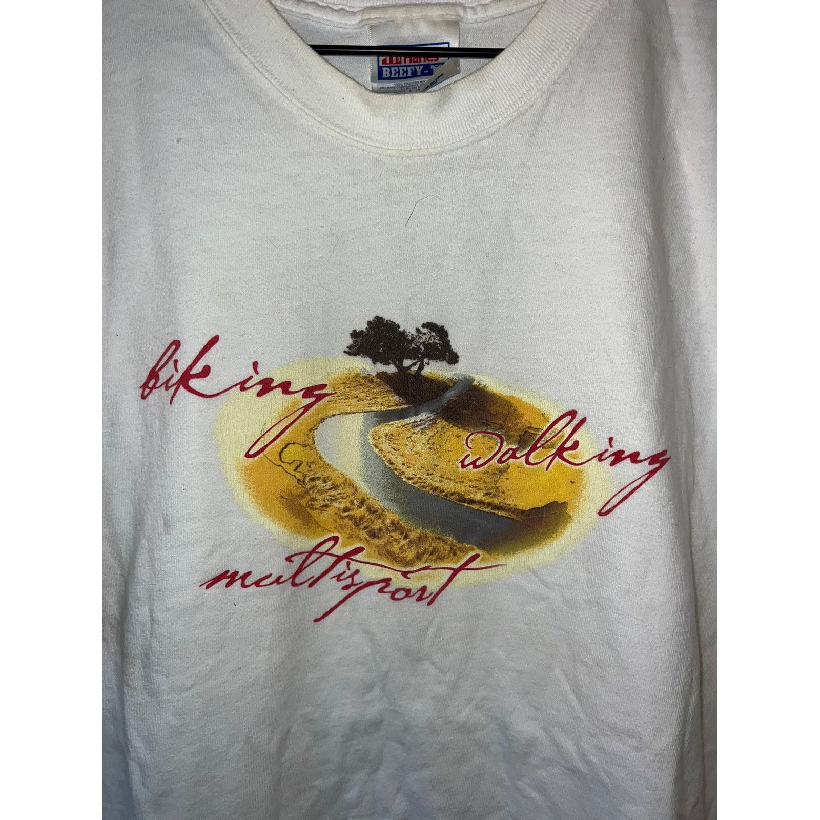 Hanes Vintage Biking Shirt Walking Multisport Backroads Tee 90s L Size US L / EU 52-54 / 3 - 2 Thumbnail