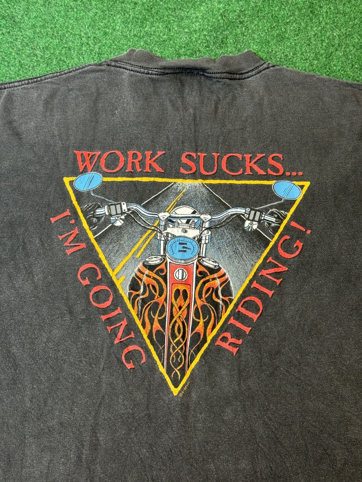 Harley Davidson × Vintage Vintage 90s Biker Work Sucks Going Riding 1999 Faded T Shirt Size US L / EU 52-54 / 3 - 2 Thumbnail