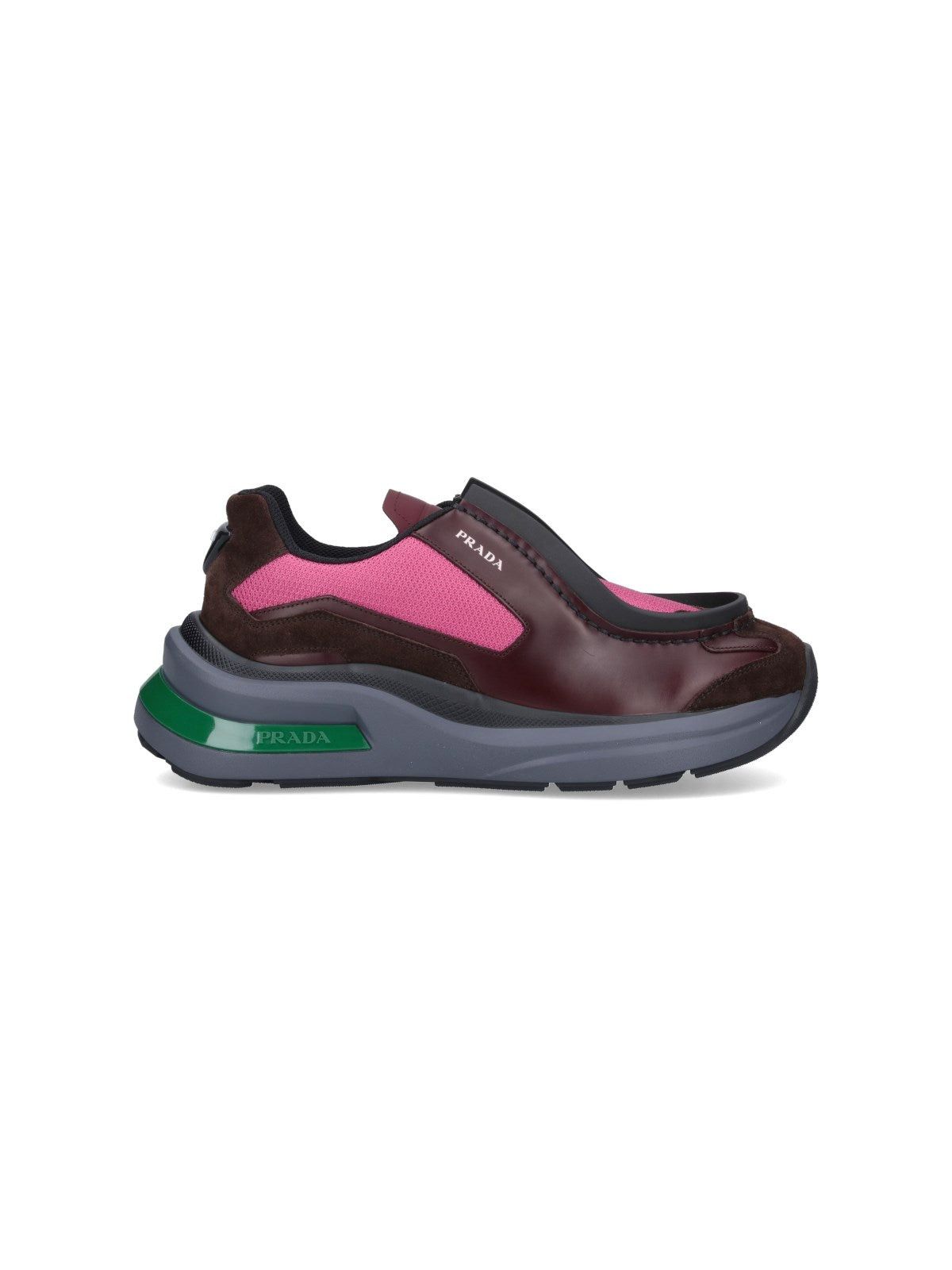 image of Prada Systeme Leather Sneakers Size 6 in Red, Men's