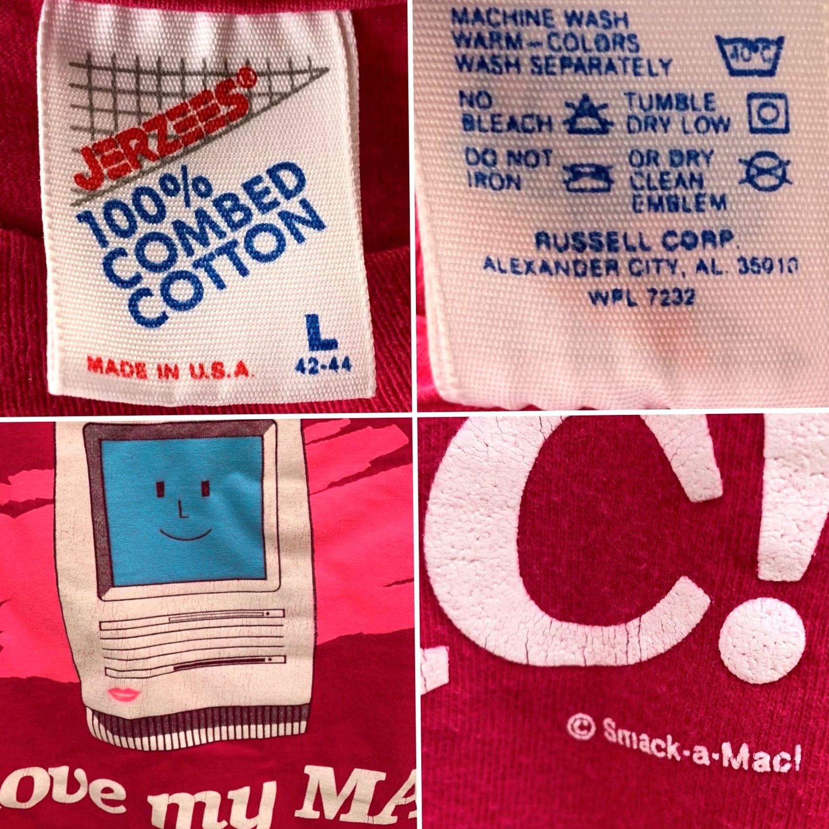 Jerzees VINTAGE I love my MAC! c Smack-a-Mac! T-Shirt L Men Pink 1990s Graphic Tee Jerzees Size US L / EU 52-54 / 3 - 2 Thumbnail