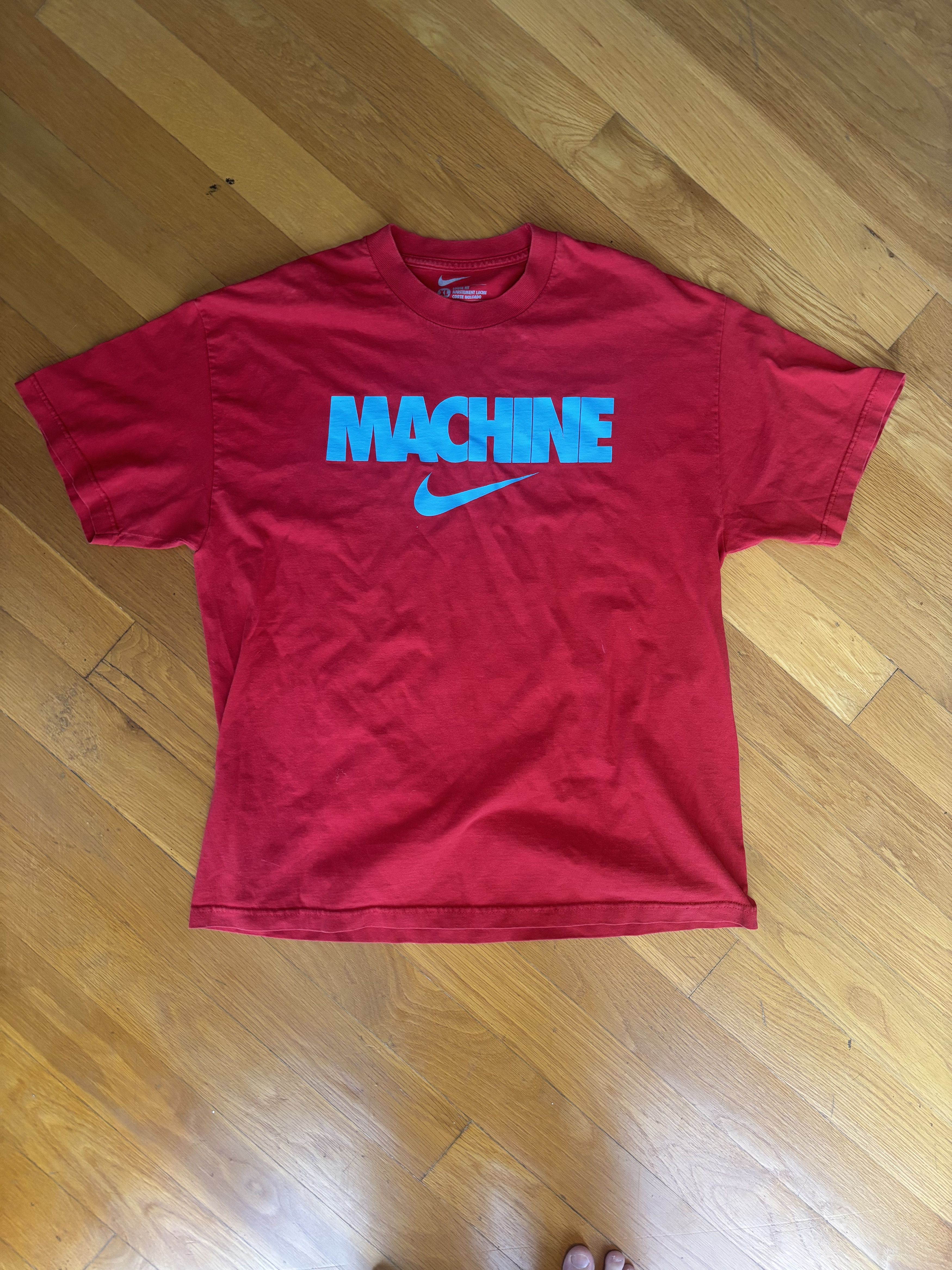 Nike Nike Vintage 'MACHINE' Spellout Logo Tee Red XL Size US XL / EU 56 / 4 - 2 Thumbnail
