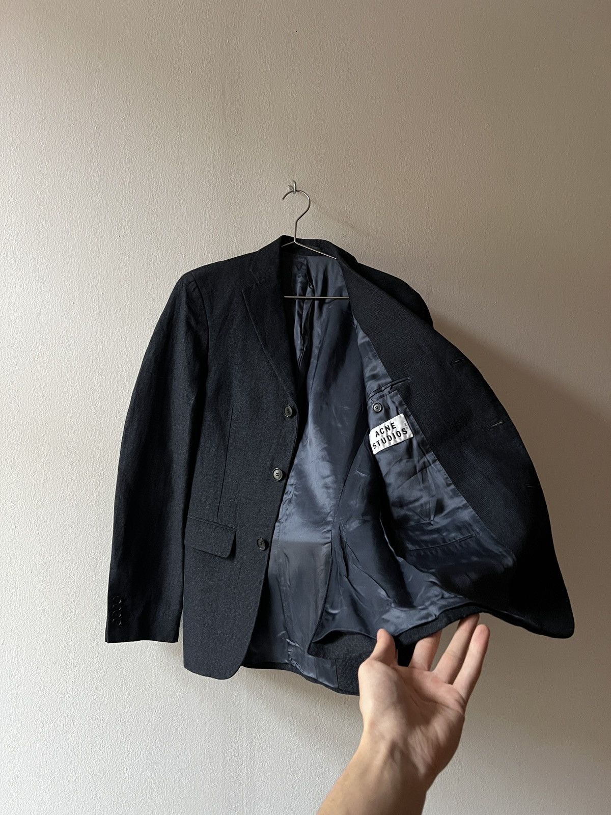 Acne Studios Acne Studios SS13 Black Linen Blazer Jacket Size 48R - 3 Thumbnail