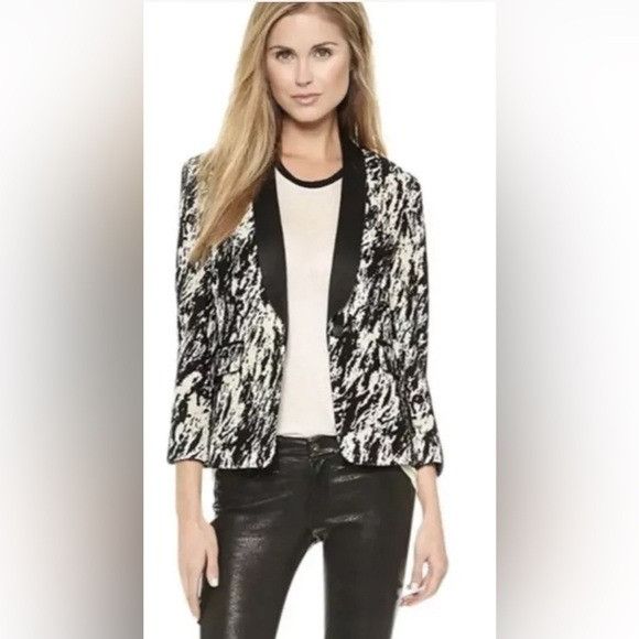 Rag & Bone RAG & BONE Harper Tuxedo Jacquard Blazer Jacket Size: 00 Size XXS / US 00 / IT 34 - 4 Thumbnail