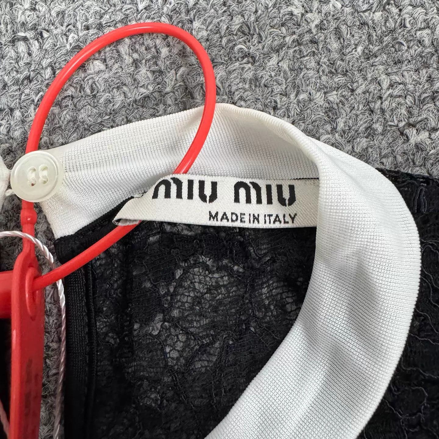 Miu Miu MIU MIU white trim lace panel short knit top S 99new Size S / US 4 / IT 40 - 5 Thumbnail